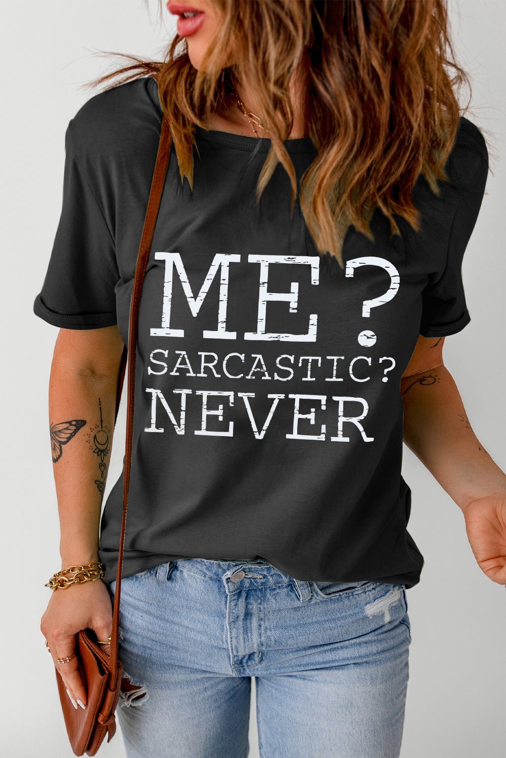 Letter Graphic Round Neck T-Shirt - Eco4life Clothing and Accessories