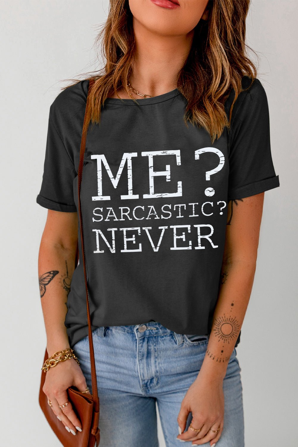 Letter Graphic Round Neck T-Shirt - Eco4life Clothing and Accessories