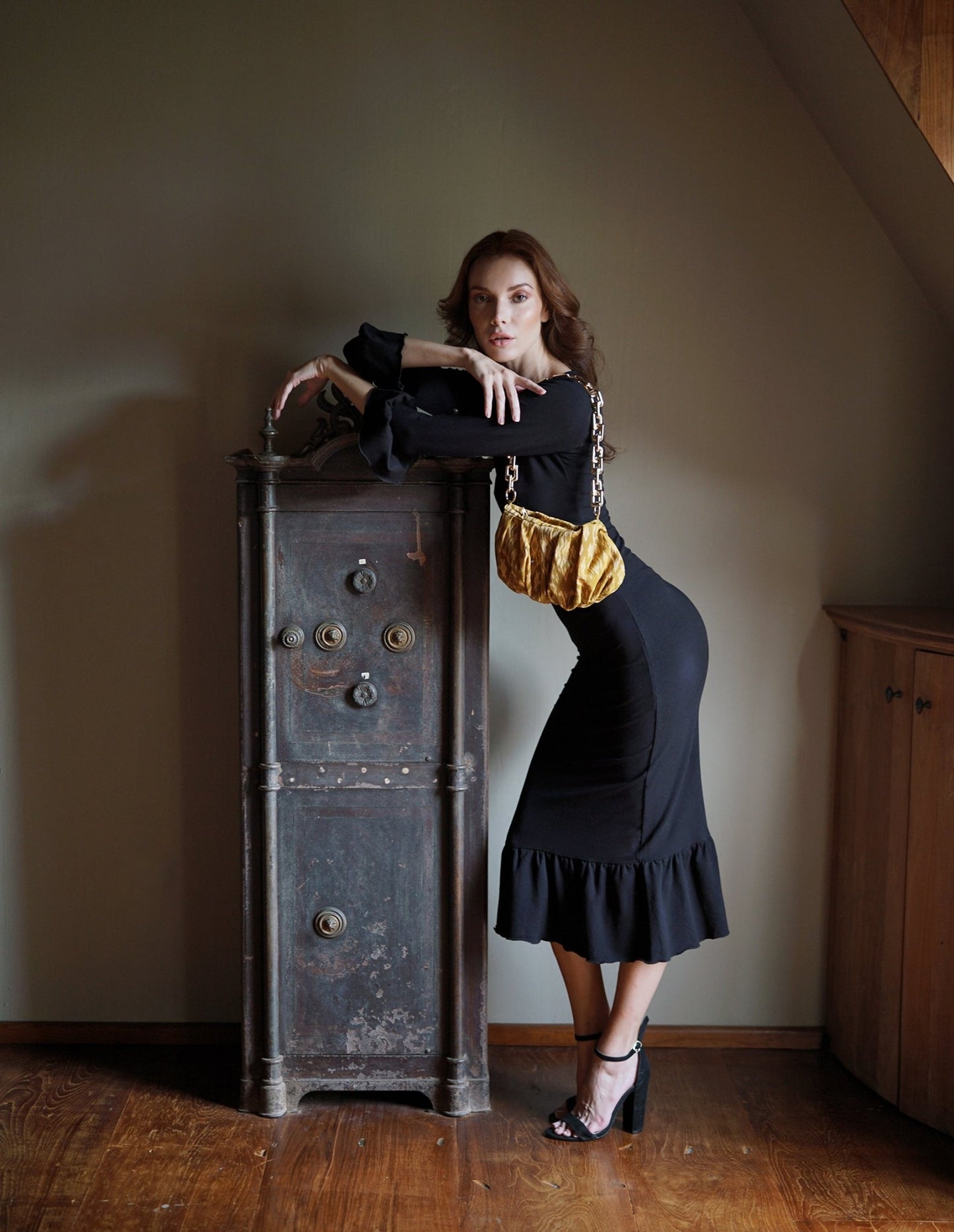 MARJORIE Bamboo Ruffle Dress, in Black - Eco4life Clothing and Accessories