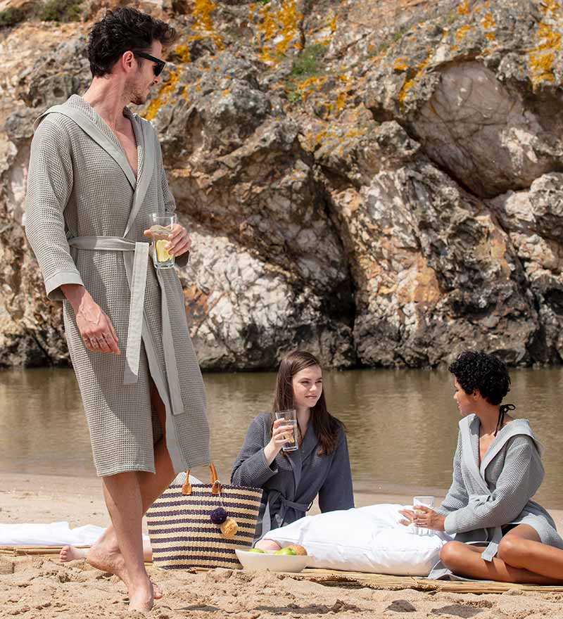 Men's Hooded Turkish Cotton Waffle Robe - Eco4life Clothing and Accessories