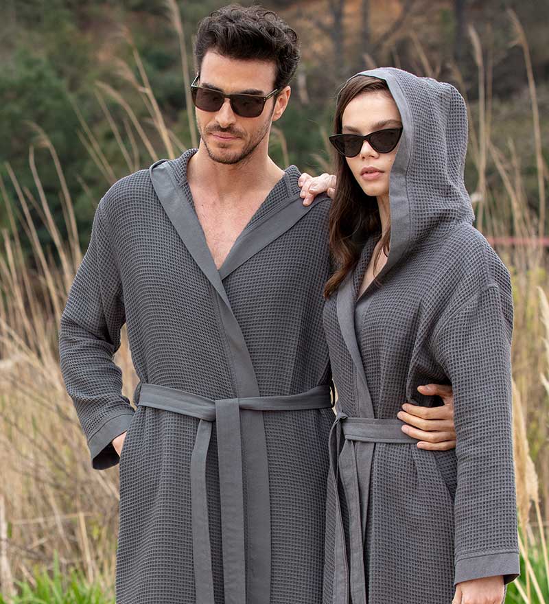 Men's Hooded Turkish Cotton Waffle Robe - Eco4life Clothing and Accessories