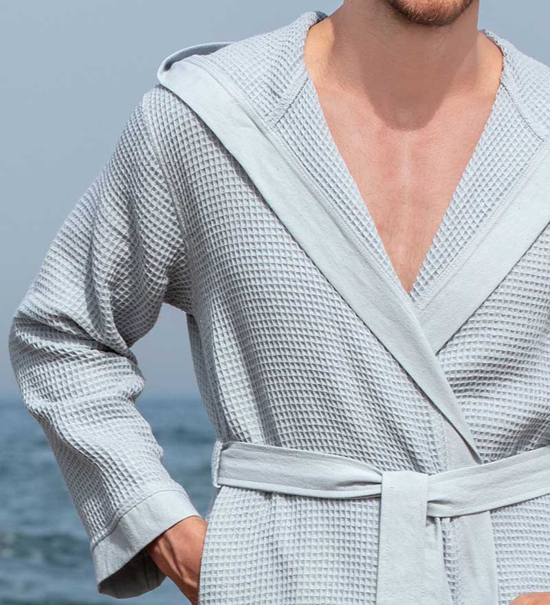 Men's Hooded Turkish Cotton Waffle Robe - Eco4life Clothing and Accessories