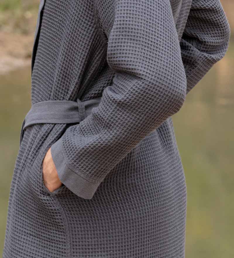 Men's Hooded Turkish Cotton Waffle Robe - Eco4life Clothing and Accessories