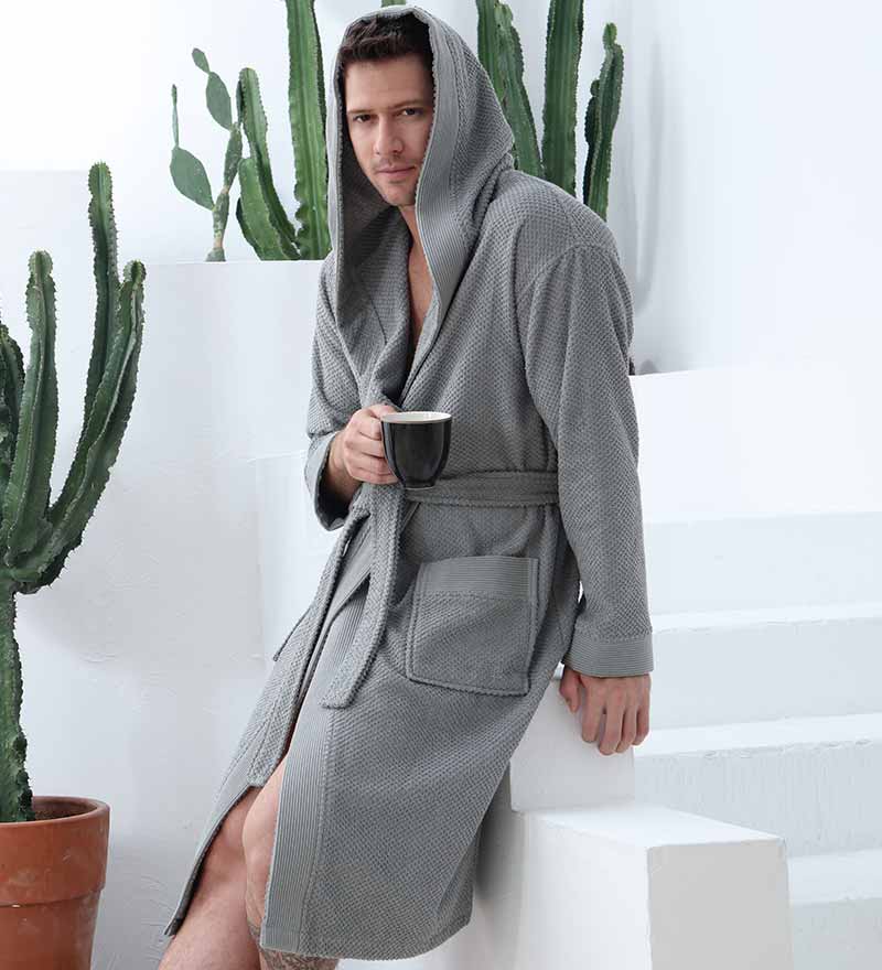 Men's Luxury Turkish Cotton Terry Cloth Robe with Hood - Eco4life Clothing and Accessories