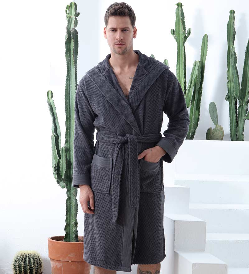 Men's Luxury Turkish Cotton Terry Cloth Robe with Hood - Eco4life Clothing and Accessories