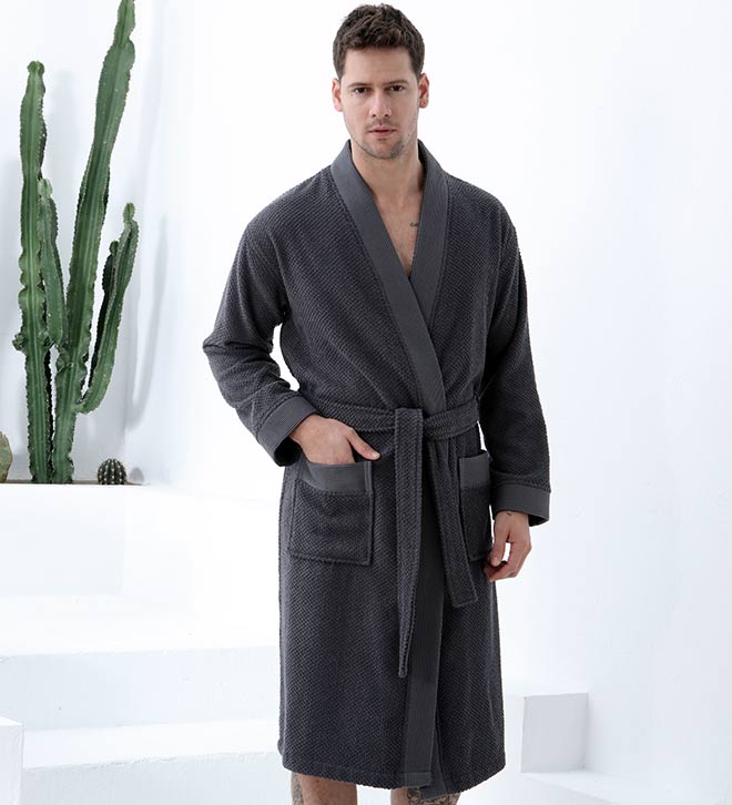 Men's Organic Turkish Cotton Terry Kimono Robe | Terry Cloth Bathrobe - Eco4life Clothing and Accessories