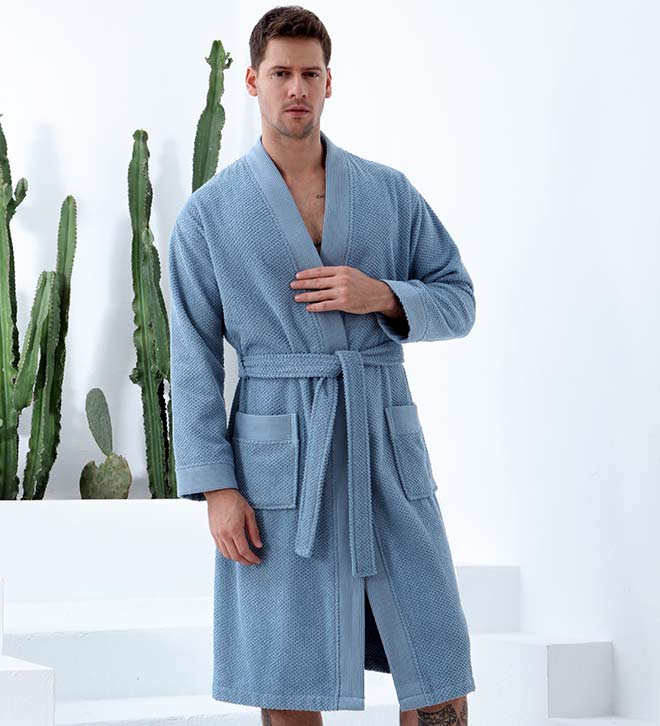 Men's Organic Turkish Cotton Terry Kimono Robe | Terry Cloth Bathrobe - Eco4life Clothing and Accessories