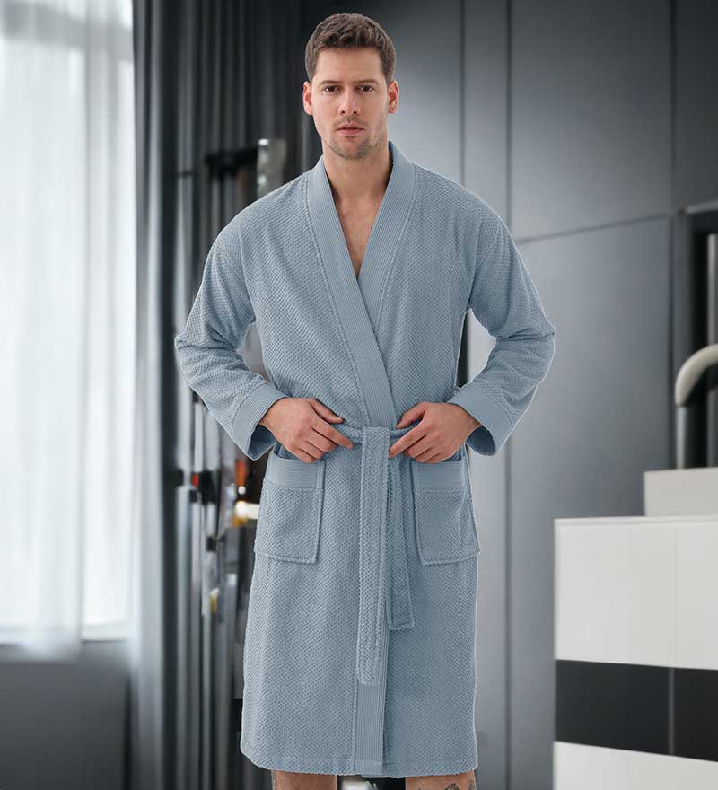 Men's Organic Turkish Cotton Terry Kimono Robe | Terry Cloth Bathrobe - Eco4life Clothing and Accessories
