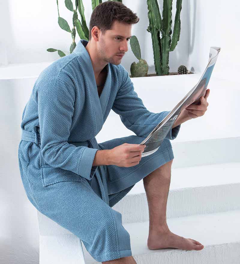 Men's Organic Turkish Cotton Terry Kimono Robe | Terry Cloth Bathrobe - Eco4life Clothing and Accessories