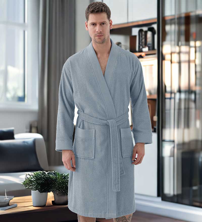Men's Organic Turkish Cotton Terry Kimono Robe | Terry Cloth Bathrobe - Eco4life Clothing and Accessories