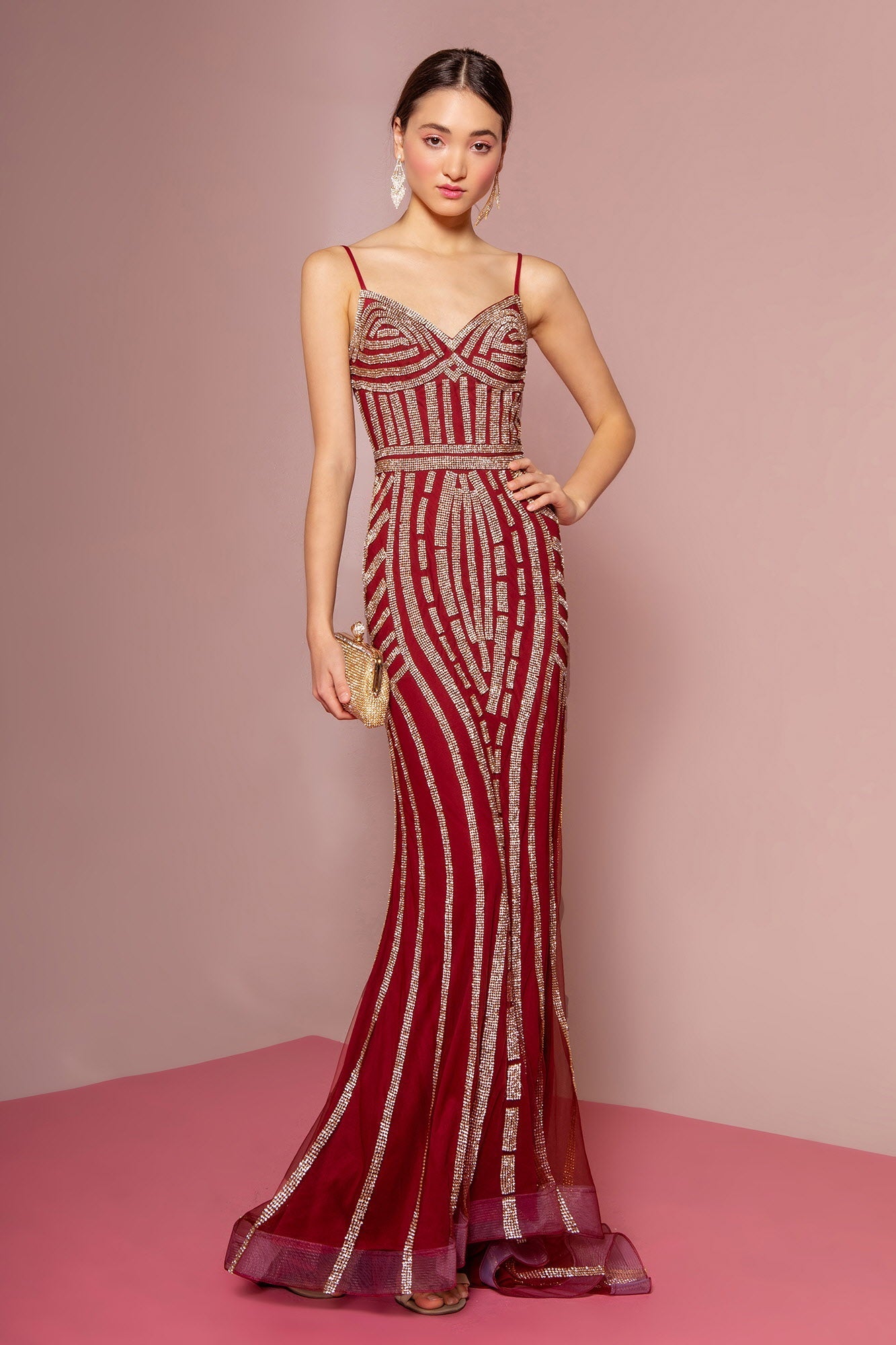Mesh Sweetheart A - Line Long Dress with Rhinestones - Eco4life Clothing and Accessories