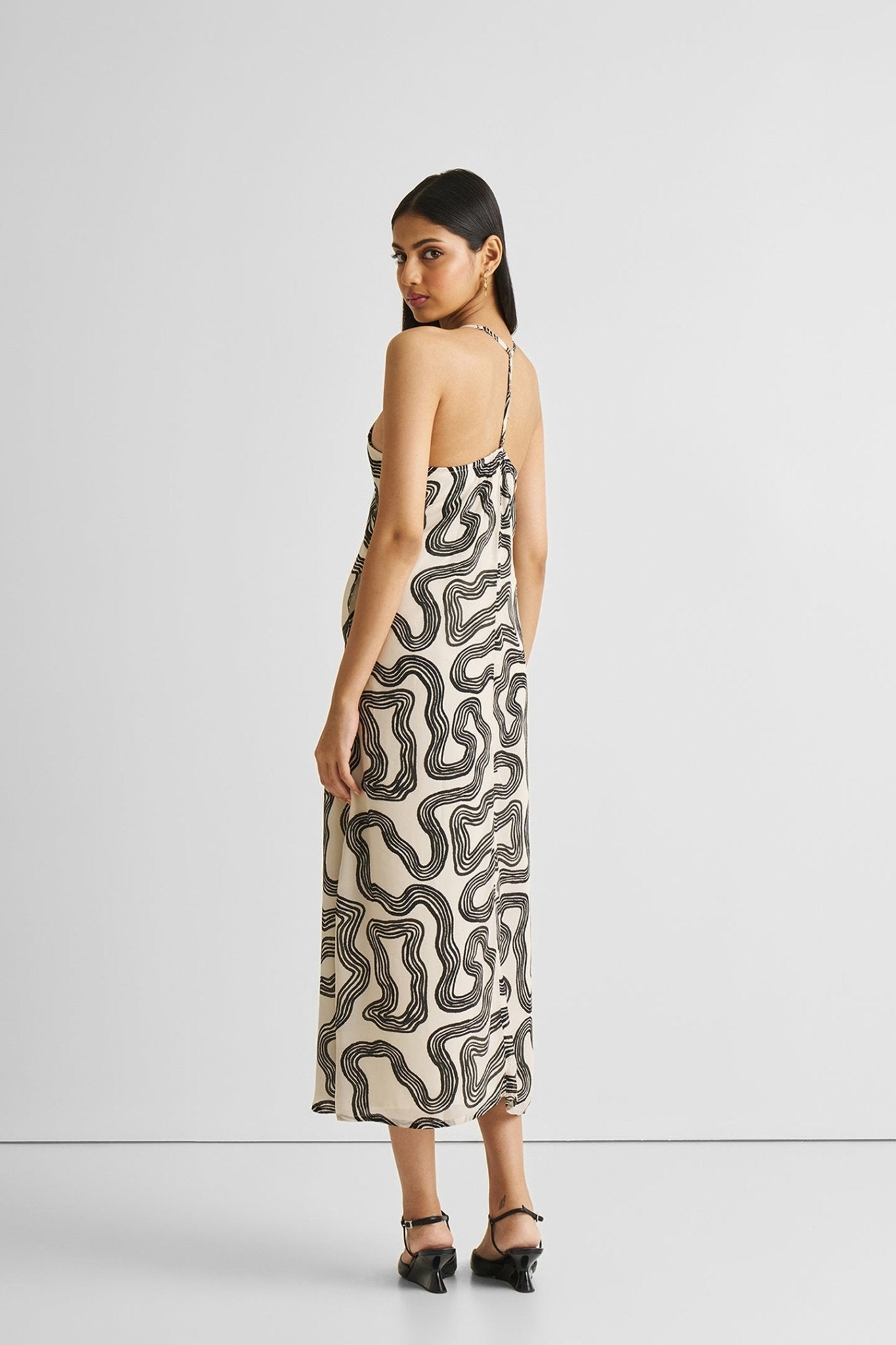 Midi Slip Dress in Black Stripes - Eco4life Clothing and Accessories