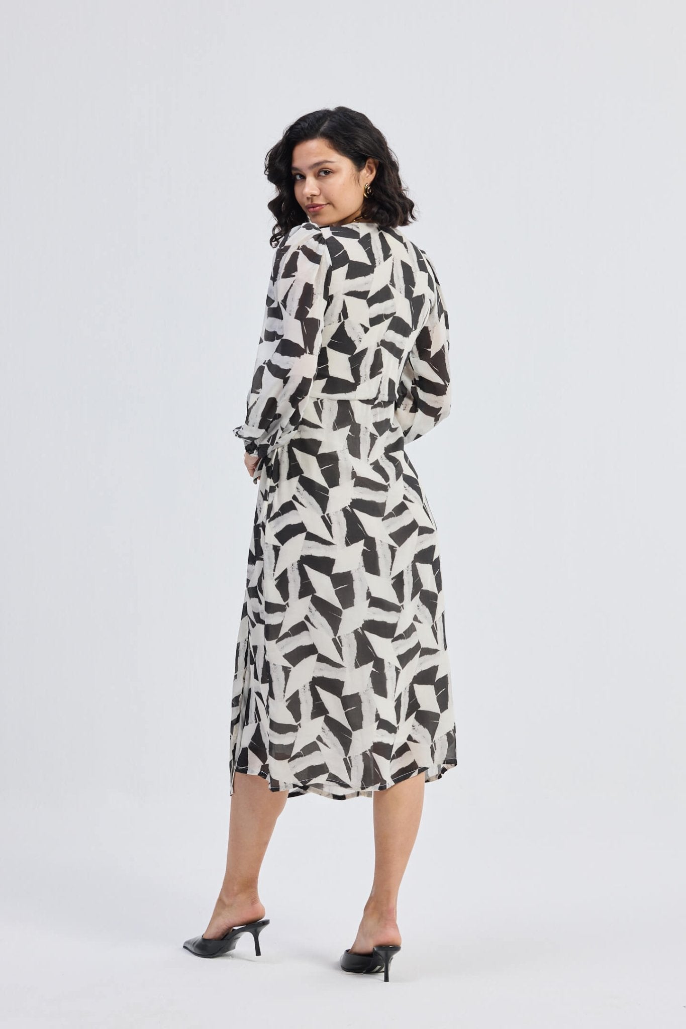 Midi Wrap Dress in Abstract Mosaic - Eco4life Clothing and Accessories