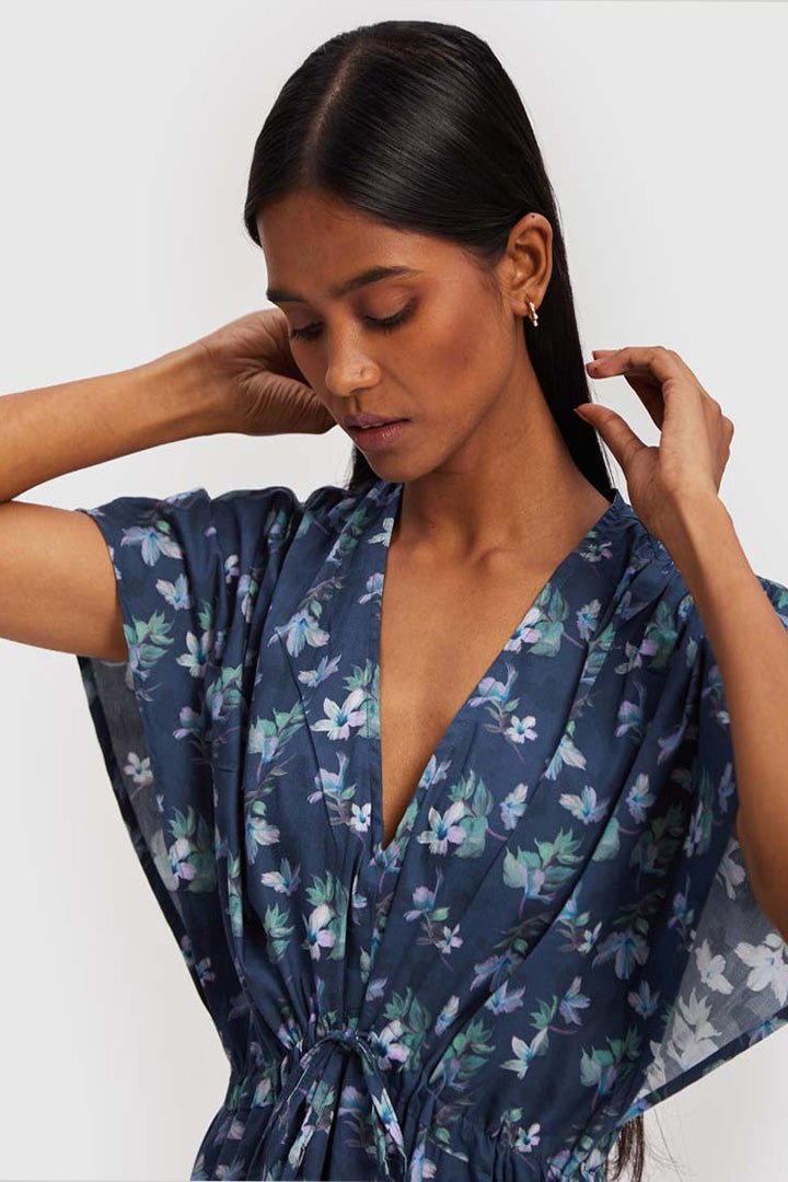 Midnight Gathered Dress - Eco4life Clothing and Accessories