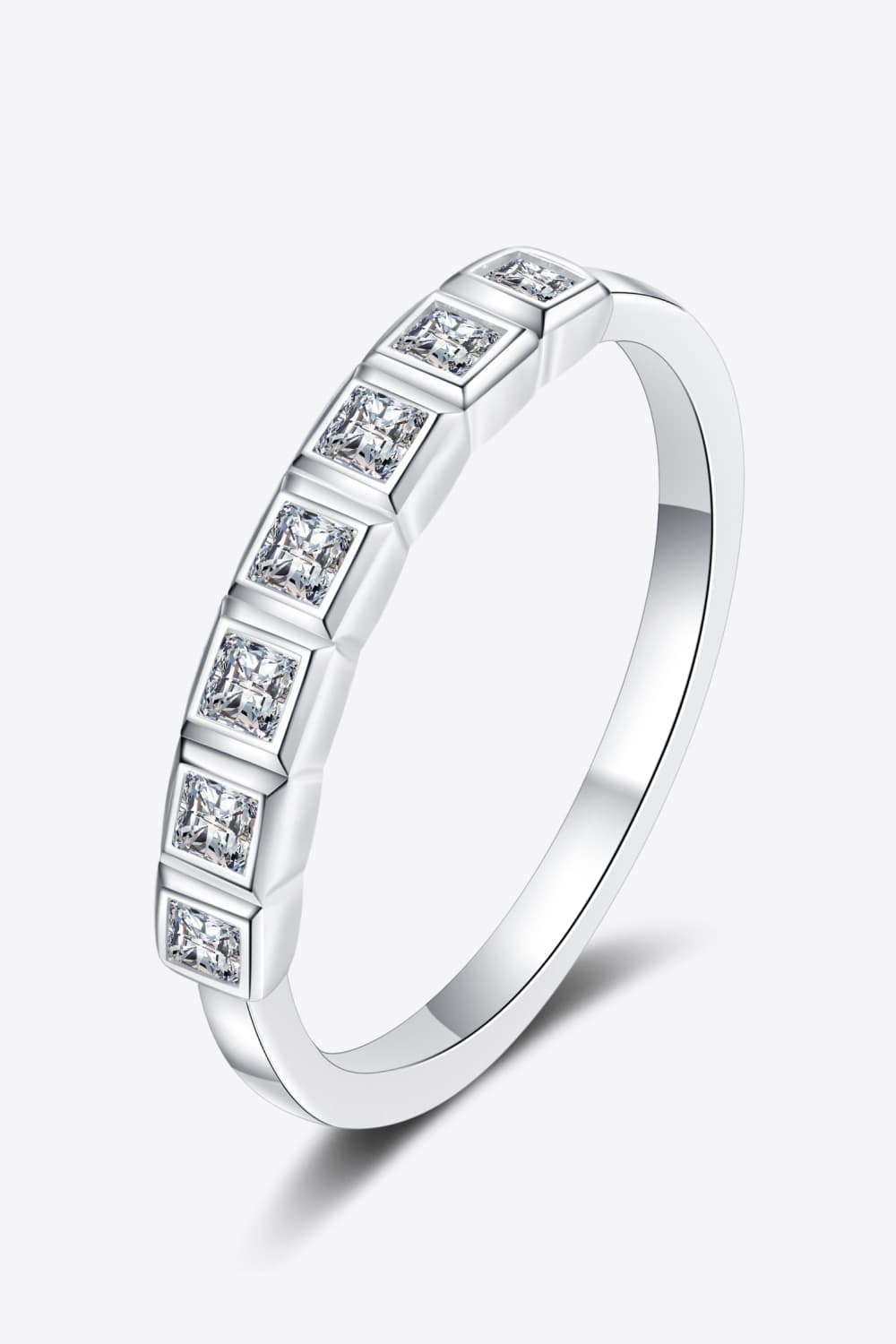 Moissanite Rhodium - Plated Half - Eternity Ring - Eco4life Clothing and Accessories