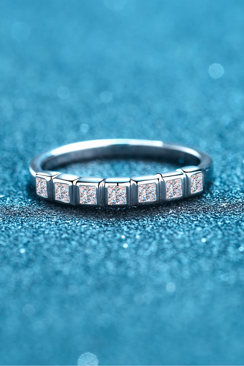 Moissanite Rhodium - Plated Half - Eternity Ring - Eco4life Clothing and Accessories