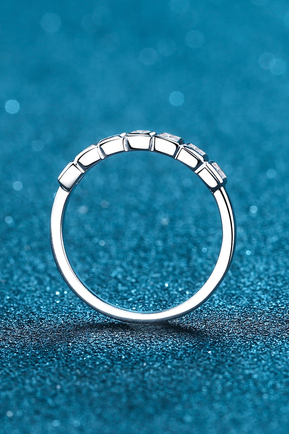 Moissanite Rhodium - Plated Half - Eternity Ring - Eco4life Clothing and Accessories