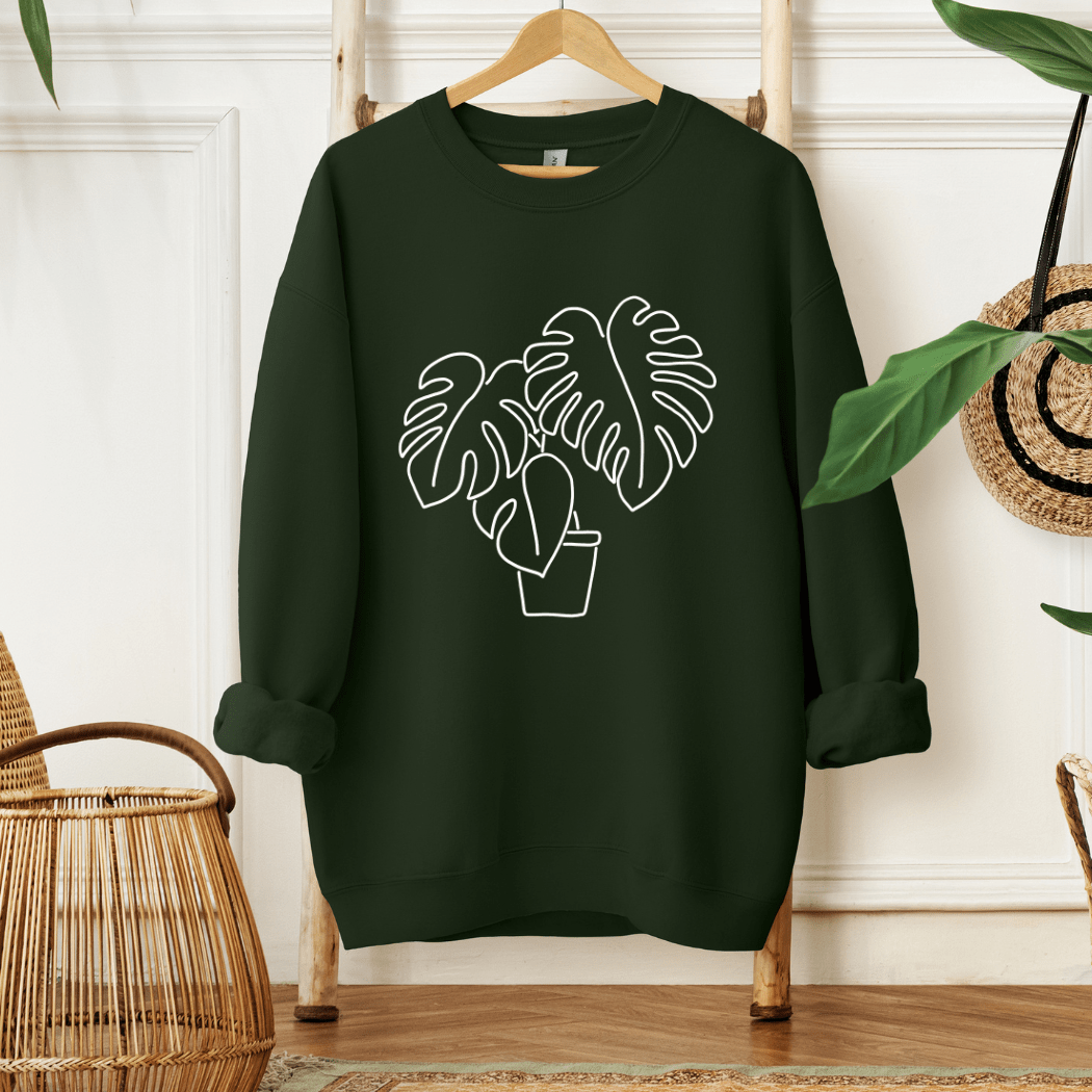 Monstera Plant Crew Sweatshirt - Eco4life Clothing and Accessories