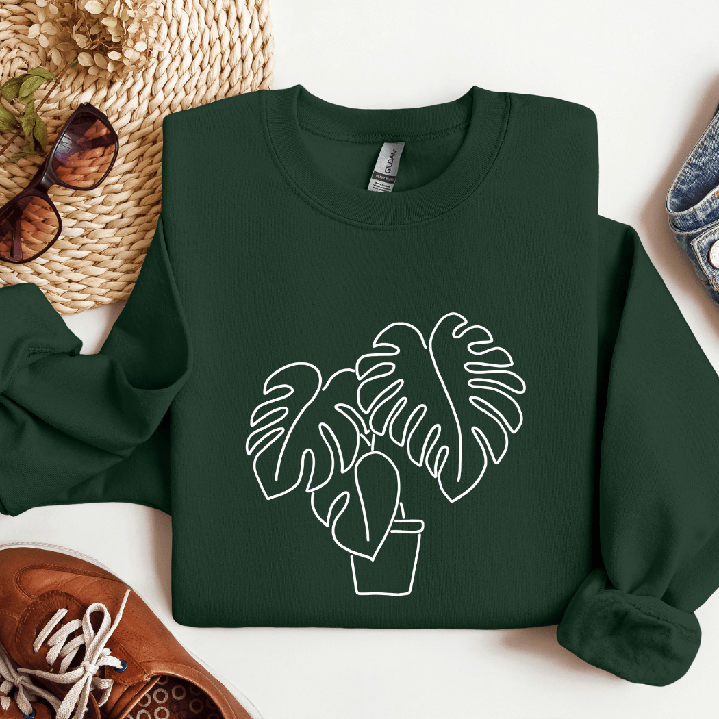 Monstera Plant Crew Sweatshirt - Eco4life Clothing and Accessories