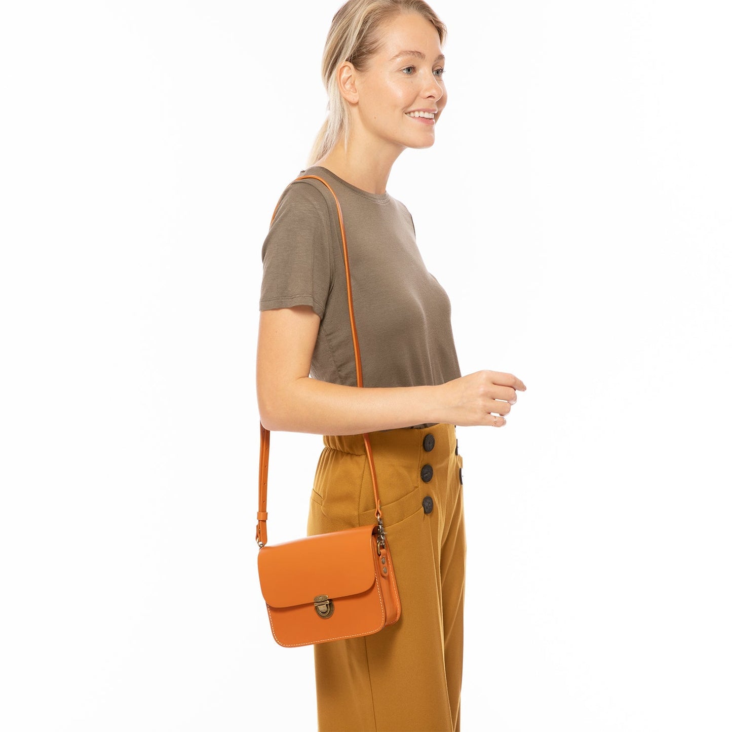Nanah Light Brown Leather Crossbody Bag - Eco4life Clothing and Accessories