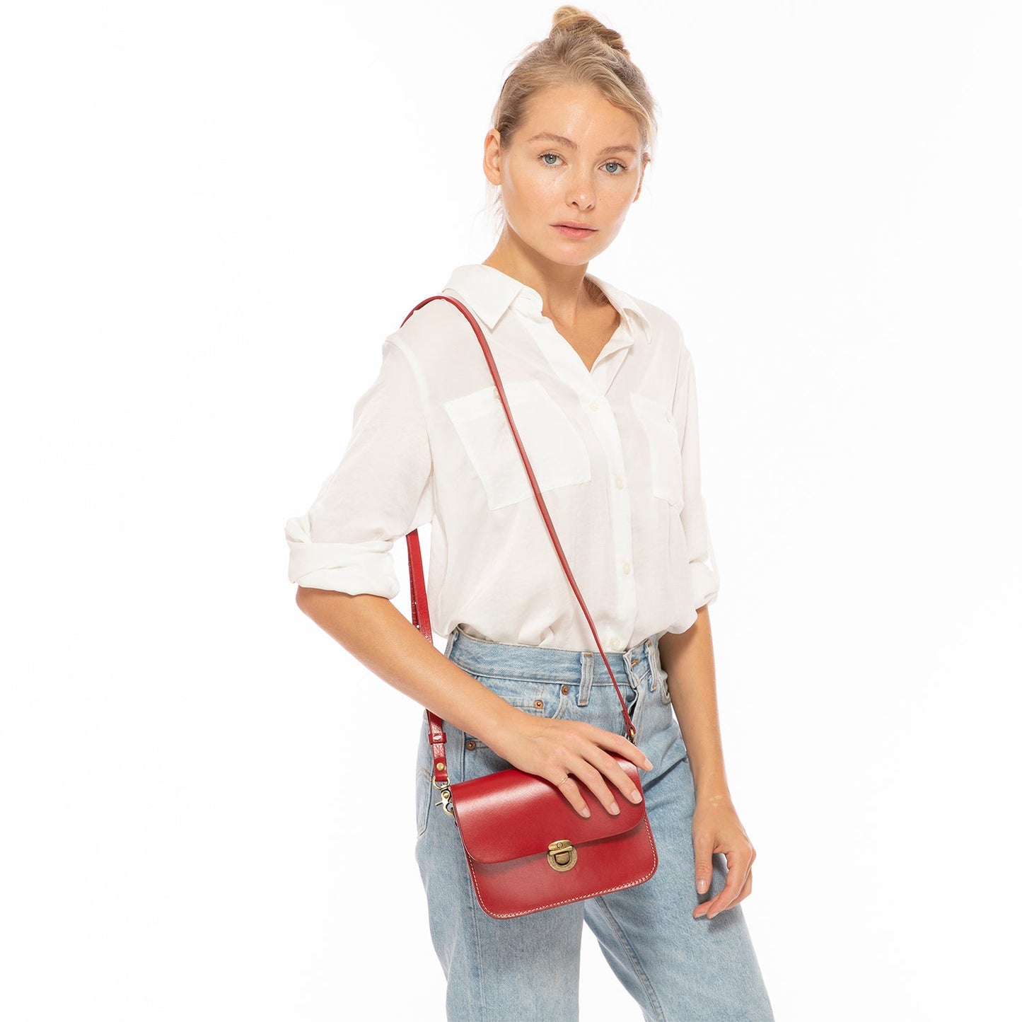 Nanah Red Leather Crossbody Bag - Eco4life Clothing and Accessories