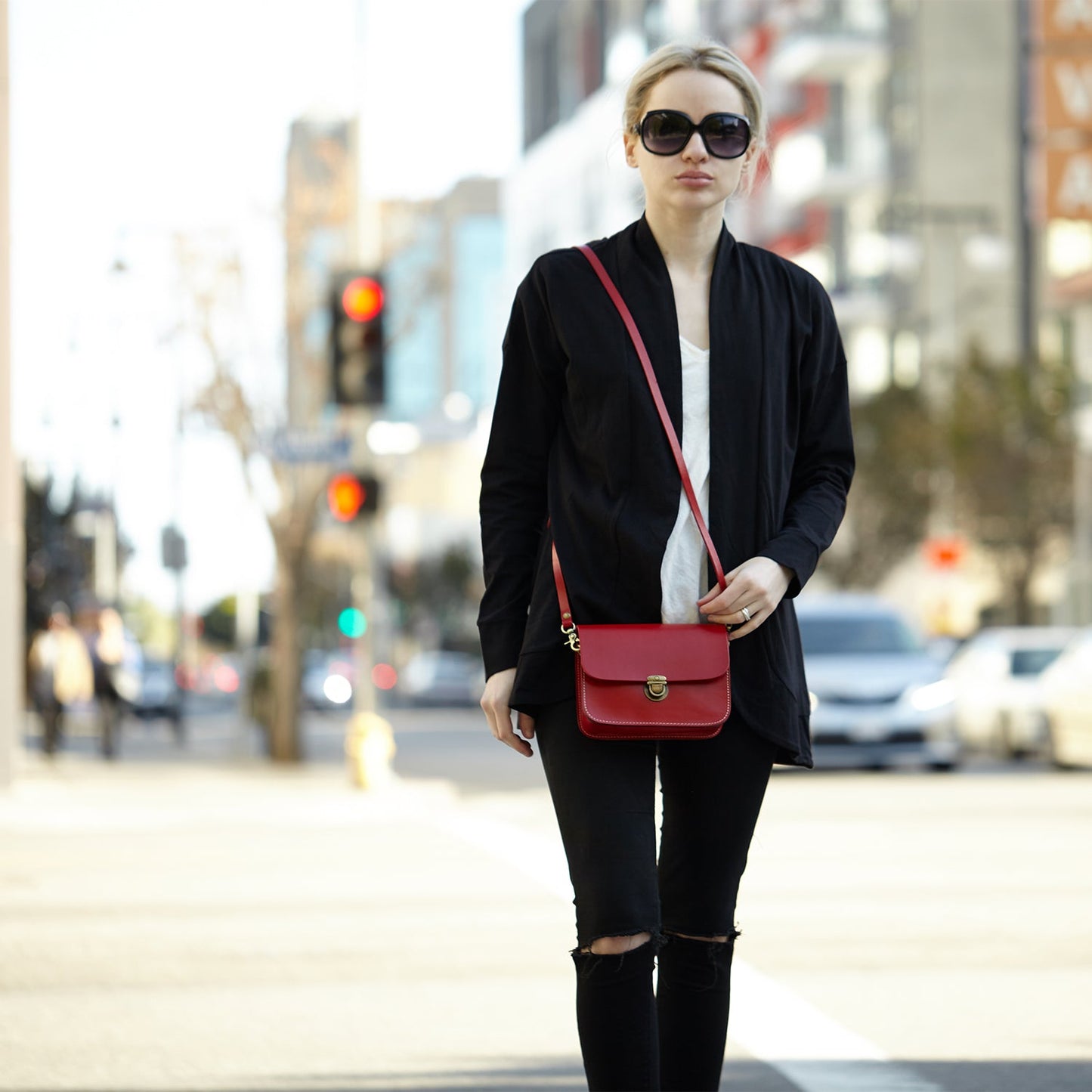 Nanah Red Leather Crossbody Bag - Eco4life Clothing and Accessories