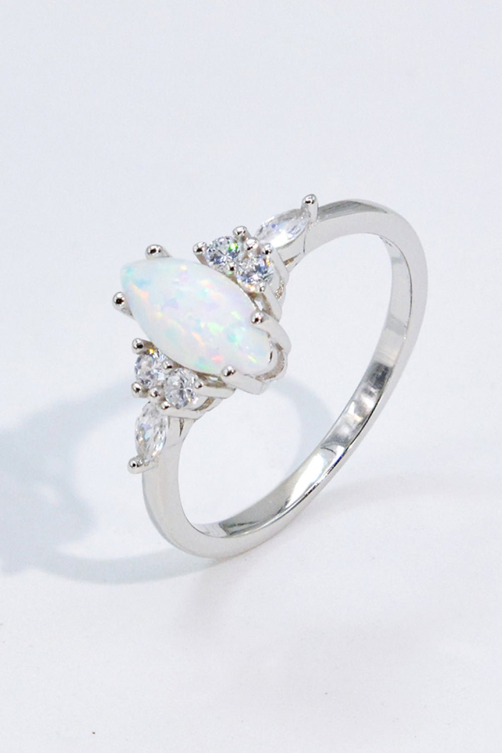 Opal and Zircon Platinum - Plated Ring - Eco4life Clothing and Accessories
