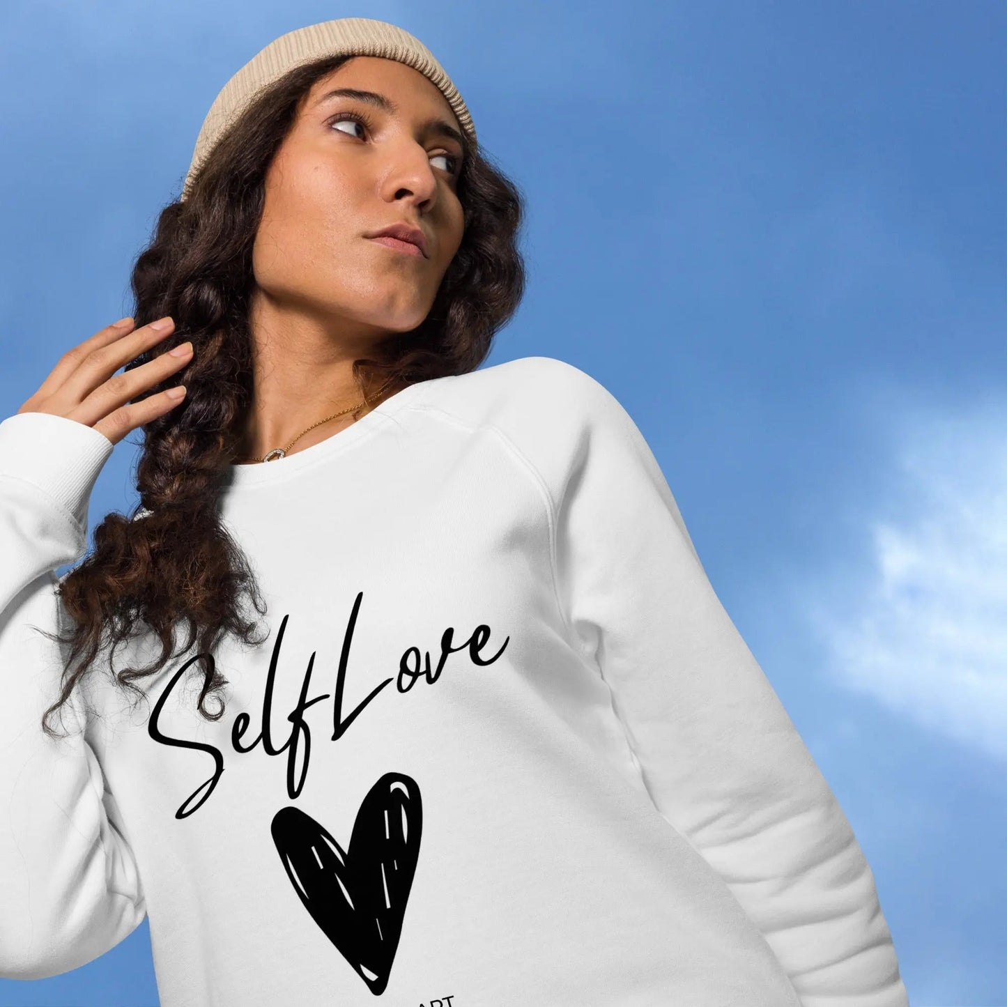 Organic Sweatshirt SELF LOVE Unisex organic raglan sweatshirt - Eco4life Clothing and Accessories