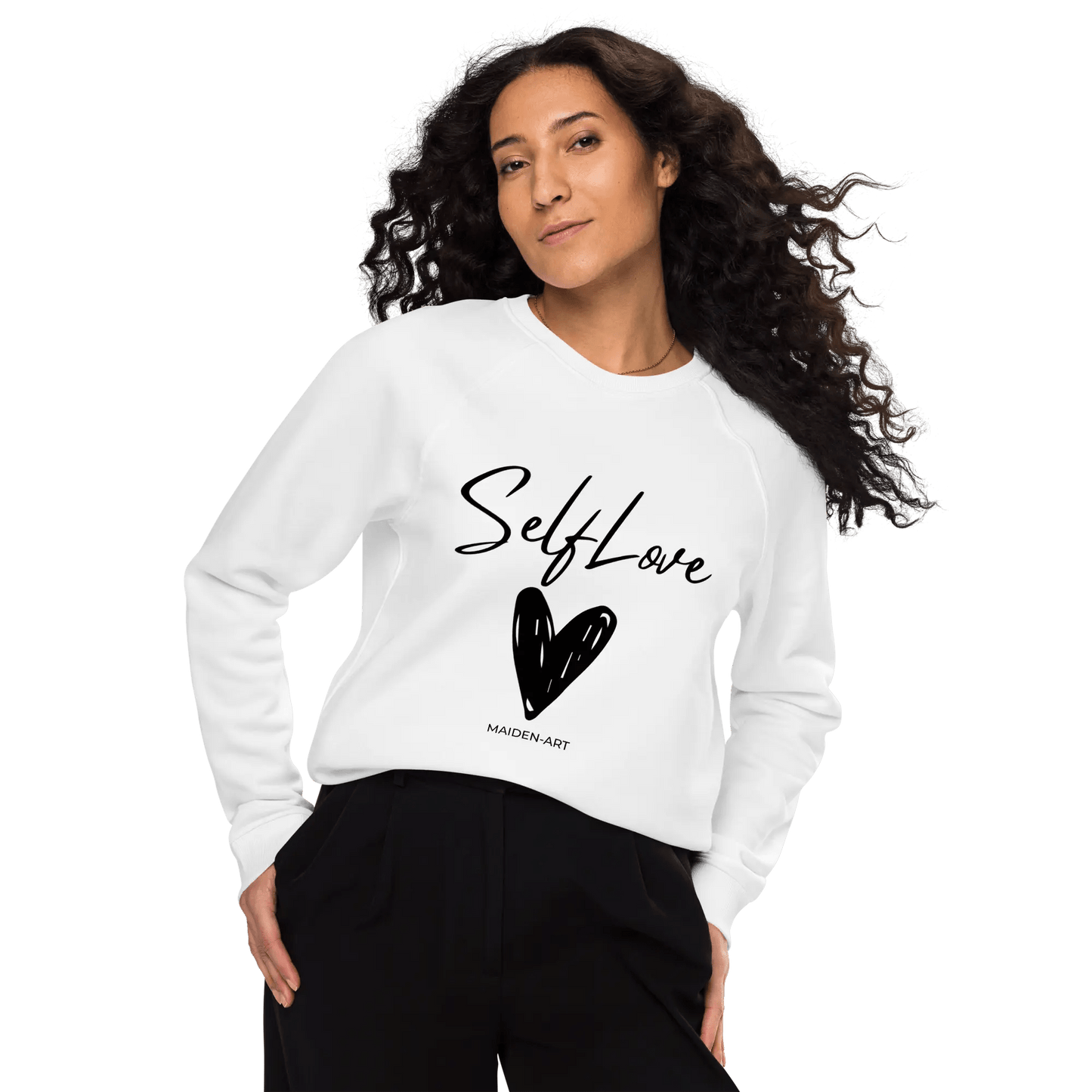 Organic Sweatshirt SELF LOVE Unisex organic raglan sweatshirt - Eco4life Clothing and Accessories