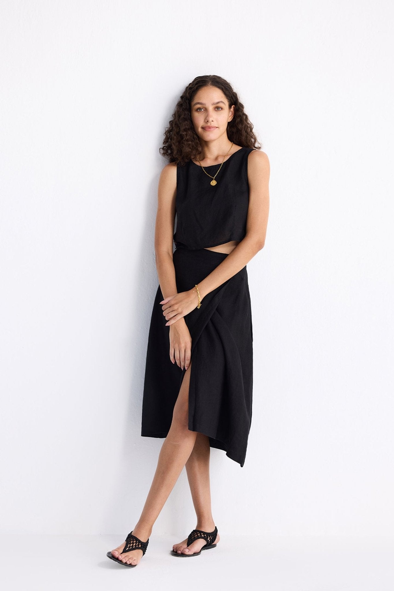 Overlap Midi Skirt in Black - Eco4life Clothing and Accessories