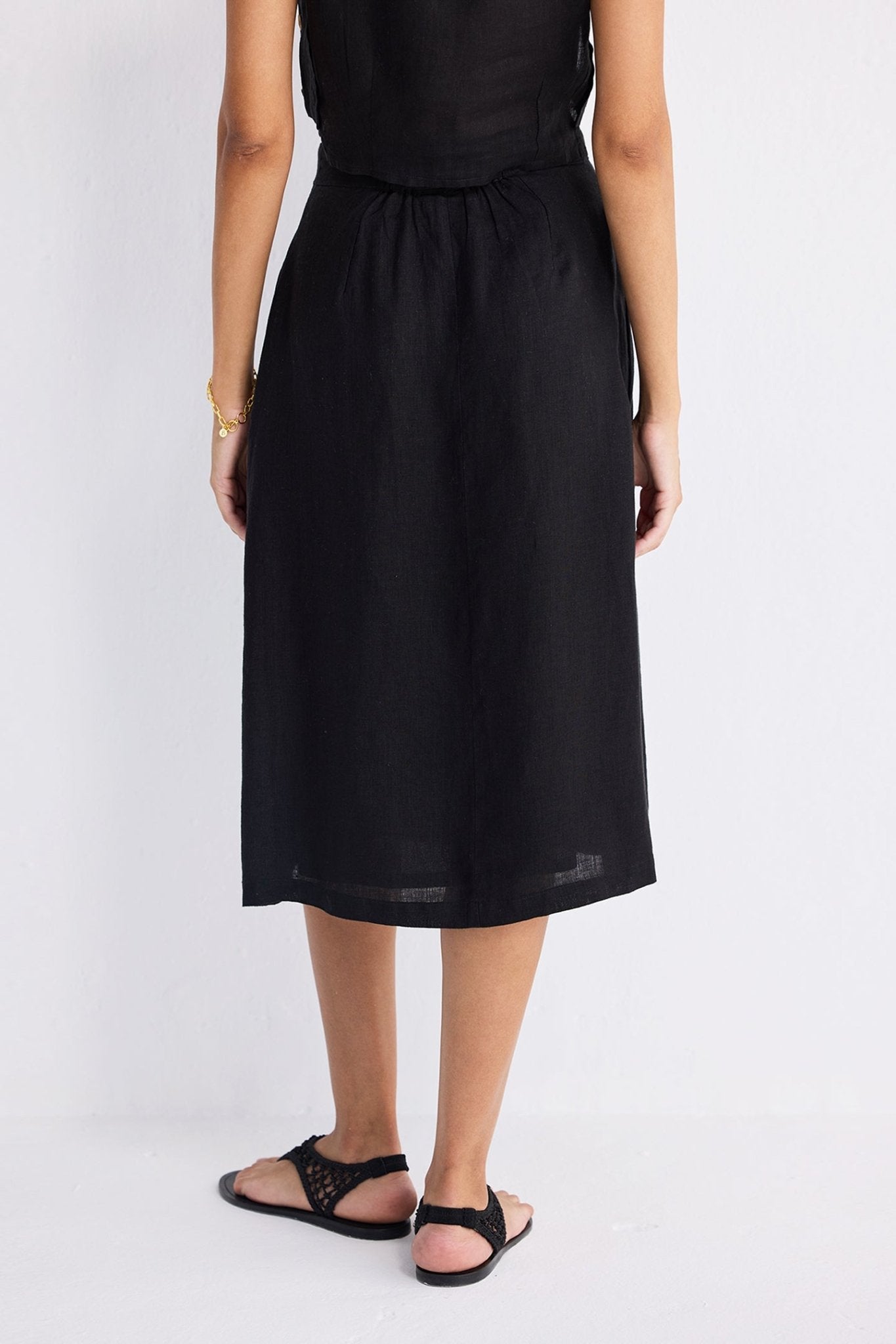Overlap Midi Skirt in Black - Eco4life Clothing and Accessories