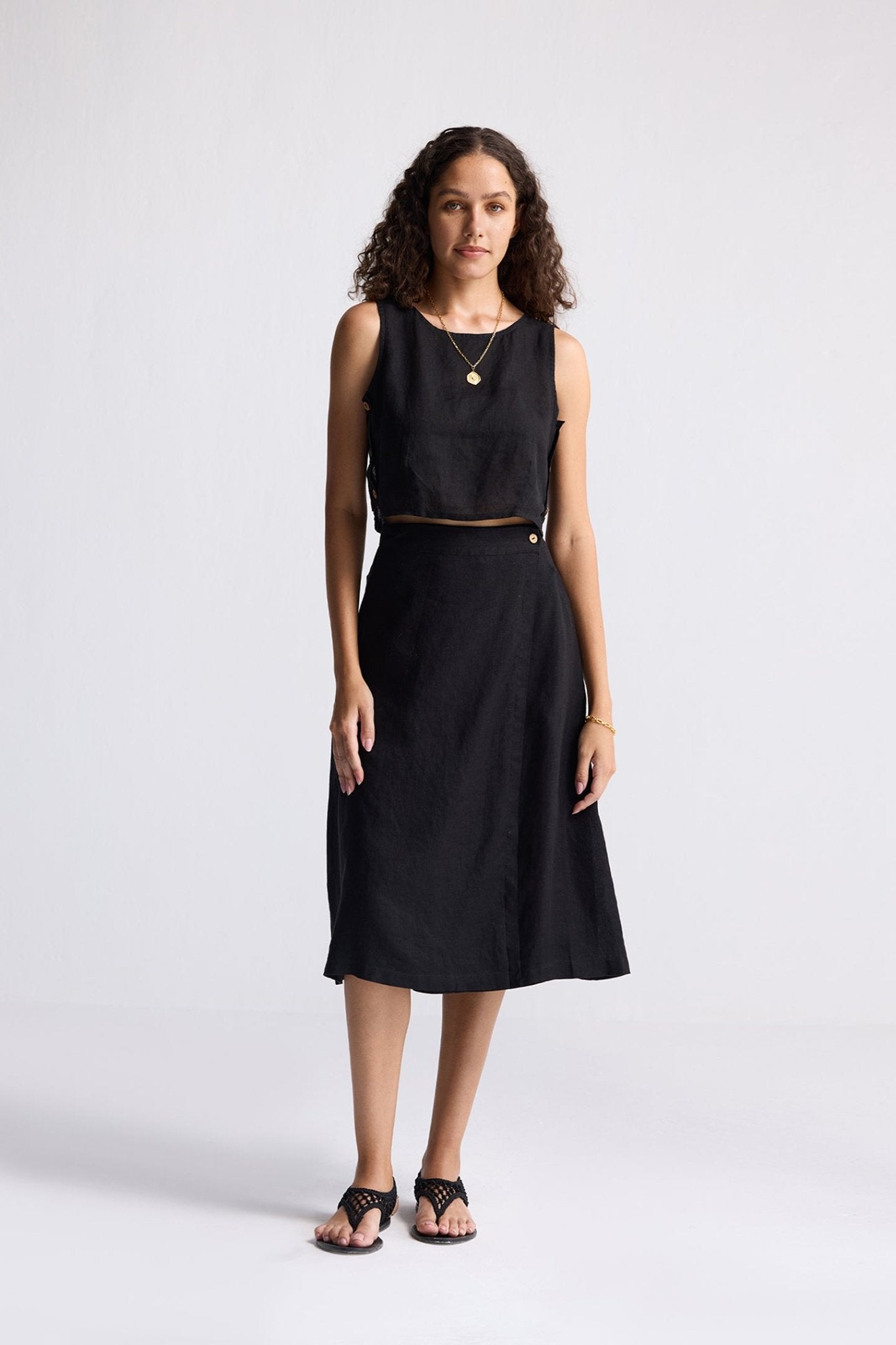 Overlap Midi Skirt in Black - Eco4life Clothing and Accessories