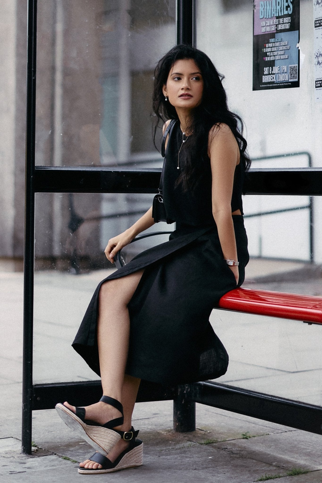 Overlap Midi Skirt in Black - Eco4life Clothing and Accessories