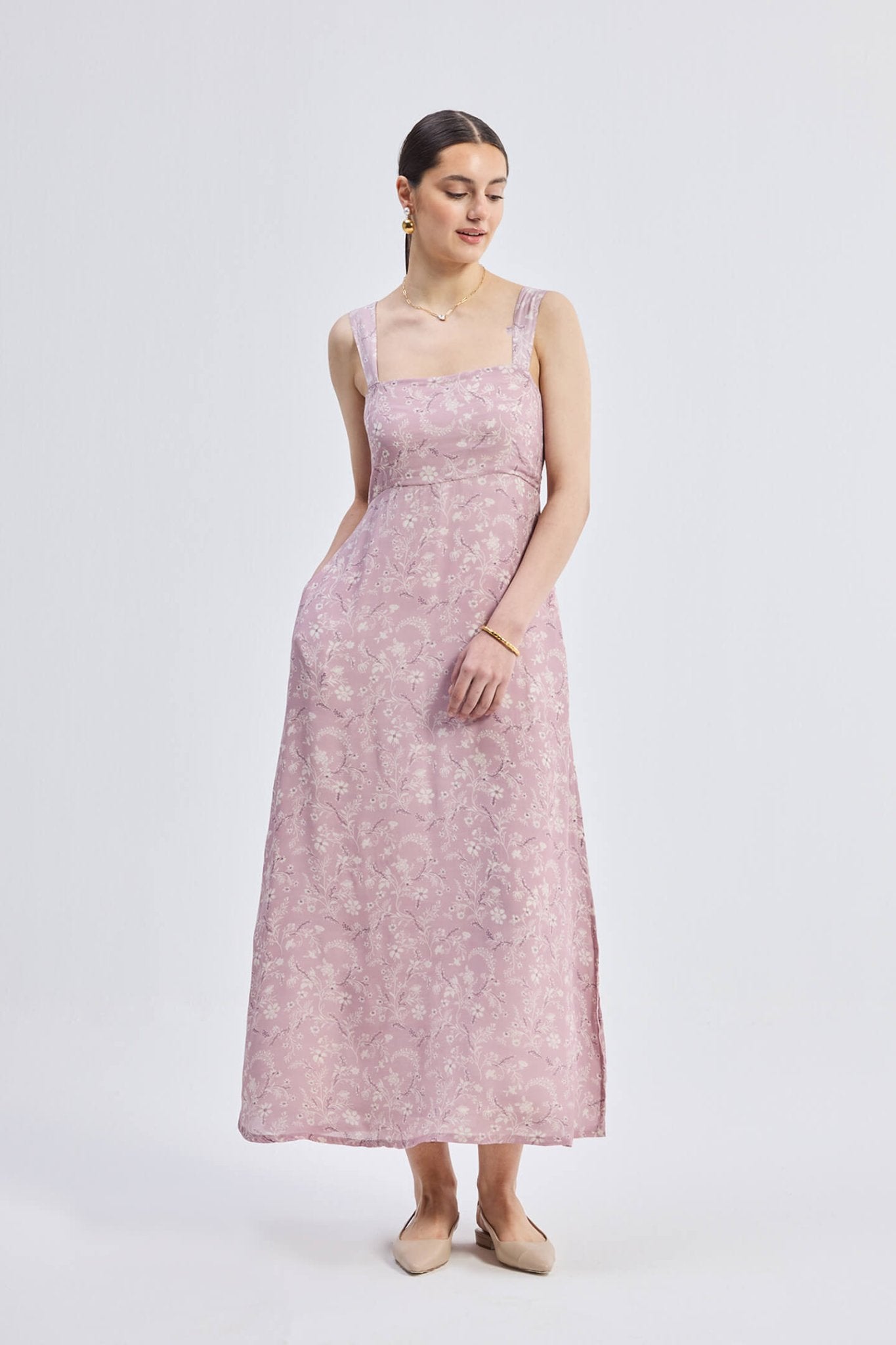 Perfect Floral Maxi with Tapered Straps in Pink - Eco4life Clothing and Accessories