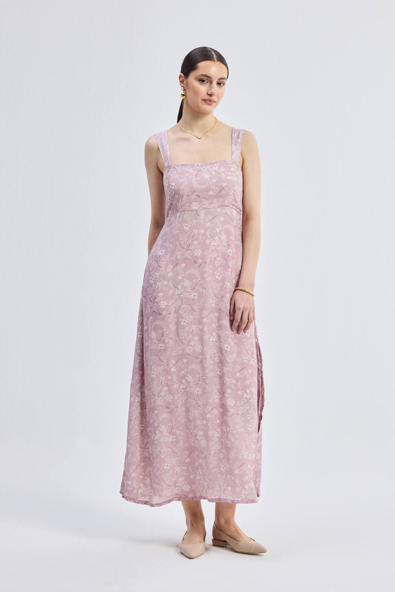 Perfect Floral Maxi with Tapered Straps in Pink - Eco4life Clothing and Accessories