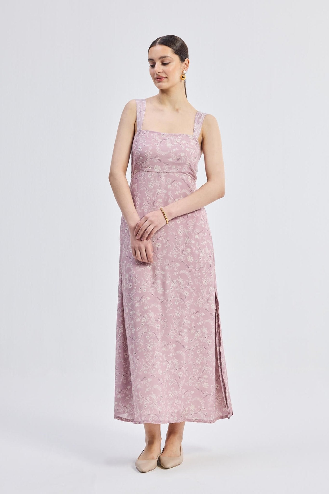 Perfect Floral Maxi with Tapered Straps in Pink - Eco4life Clothing and Accessories