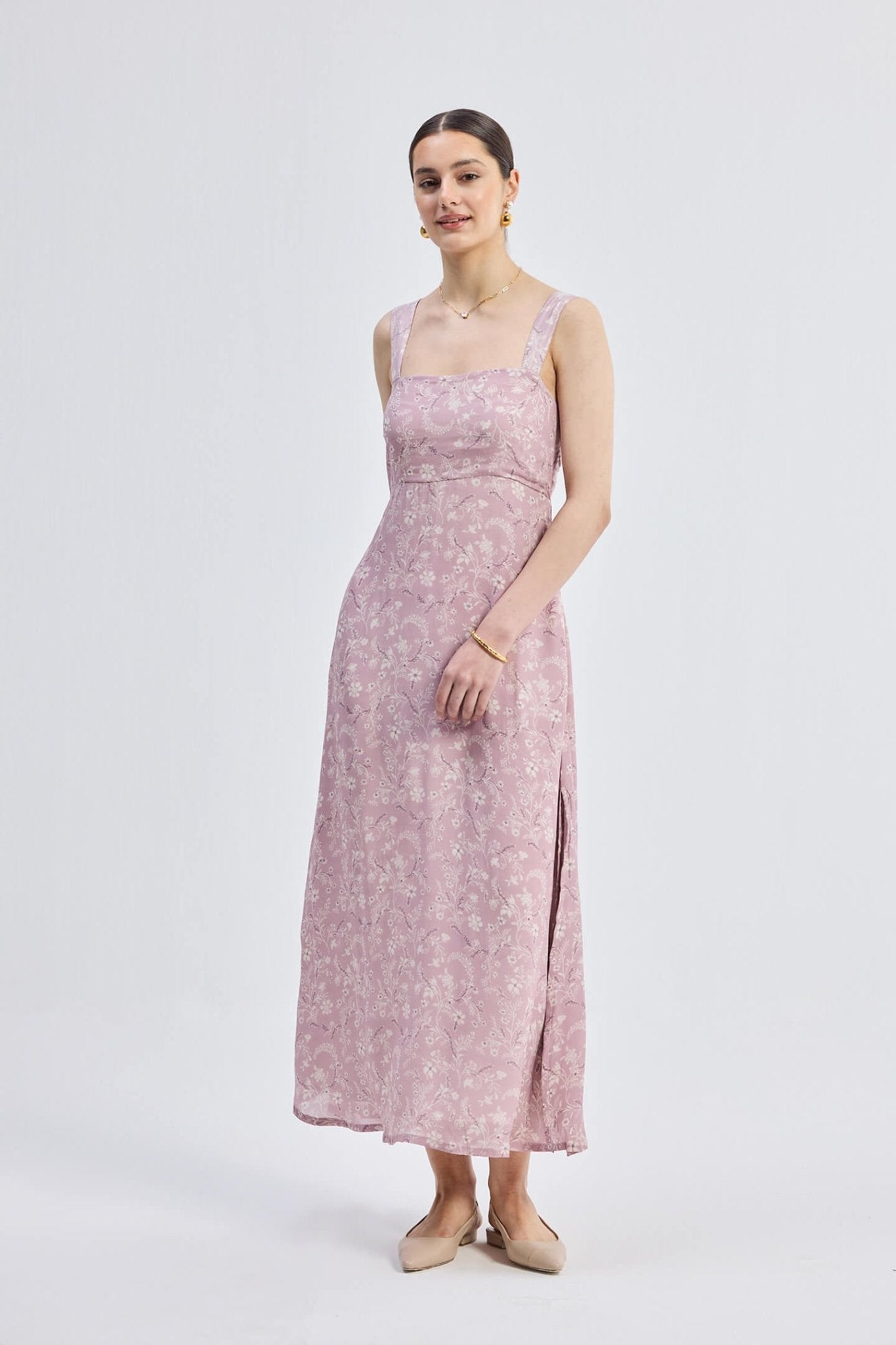 Perfect Floral Maxi with Tapered Straps in Pink - Eco4life Clothing and Accessories