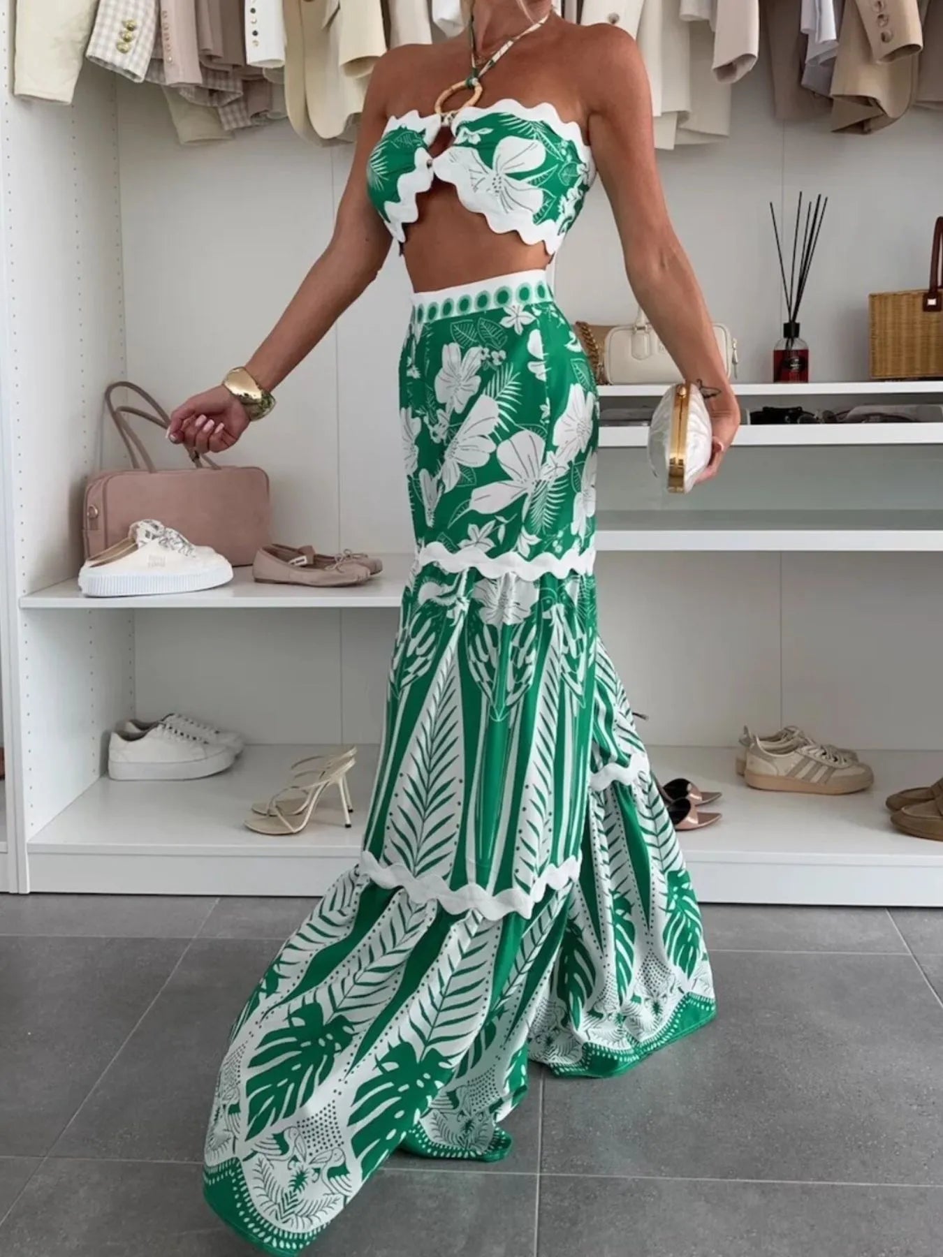 Printed Halter Neck Cami and Skirt Set - Eco4life Clothing and Accessories
