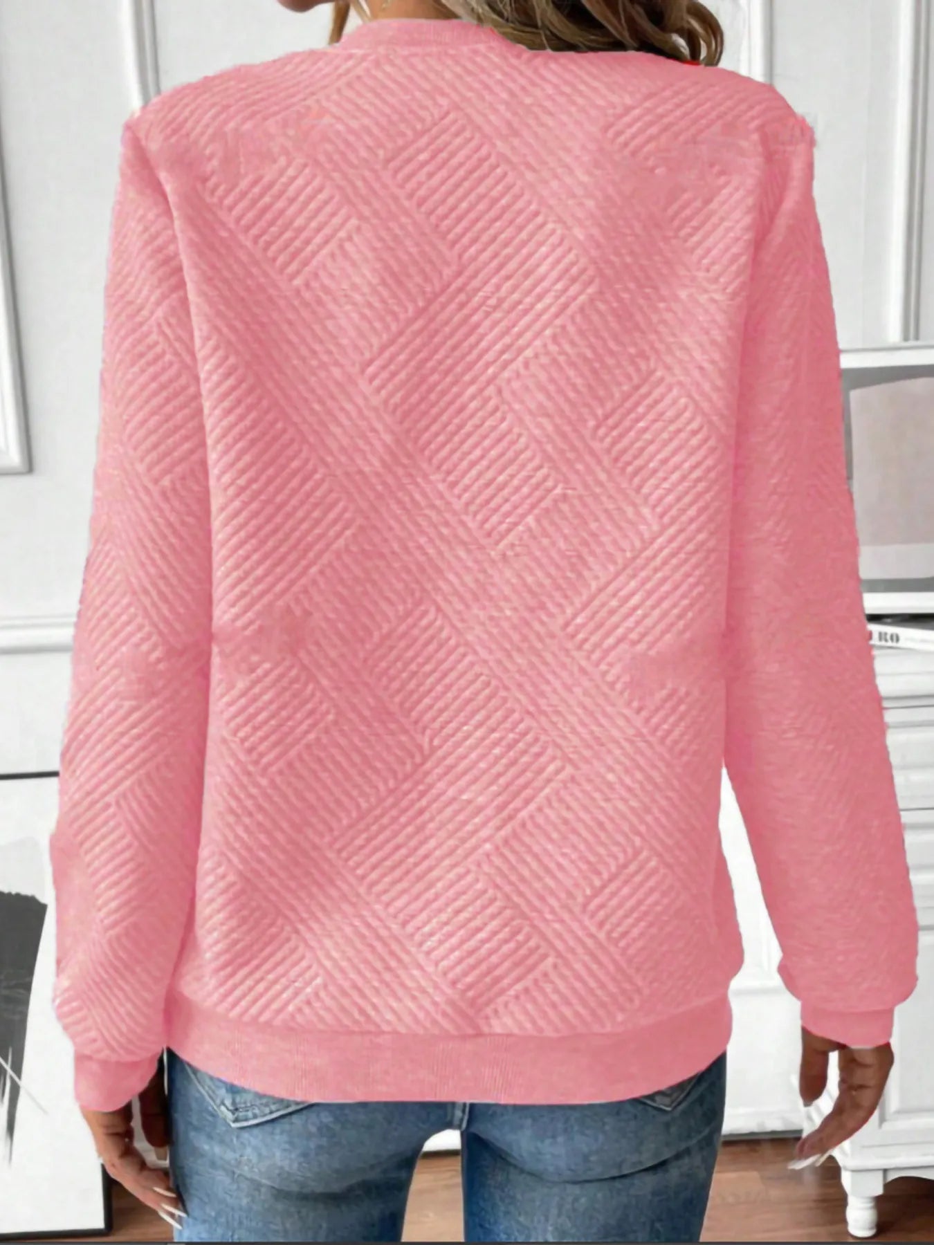 Quarter Zip Textured Long Sleeve Sweatshirt - Eco4life Clothing and Accessories