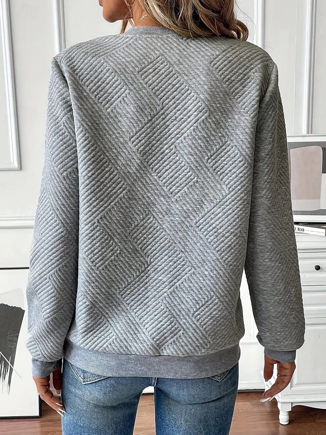 Quarter Zip Textured Long Sleeve Sweatshirt - Eco4life Clothing and Accessories