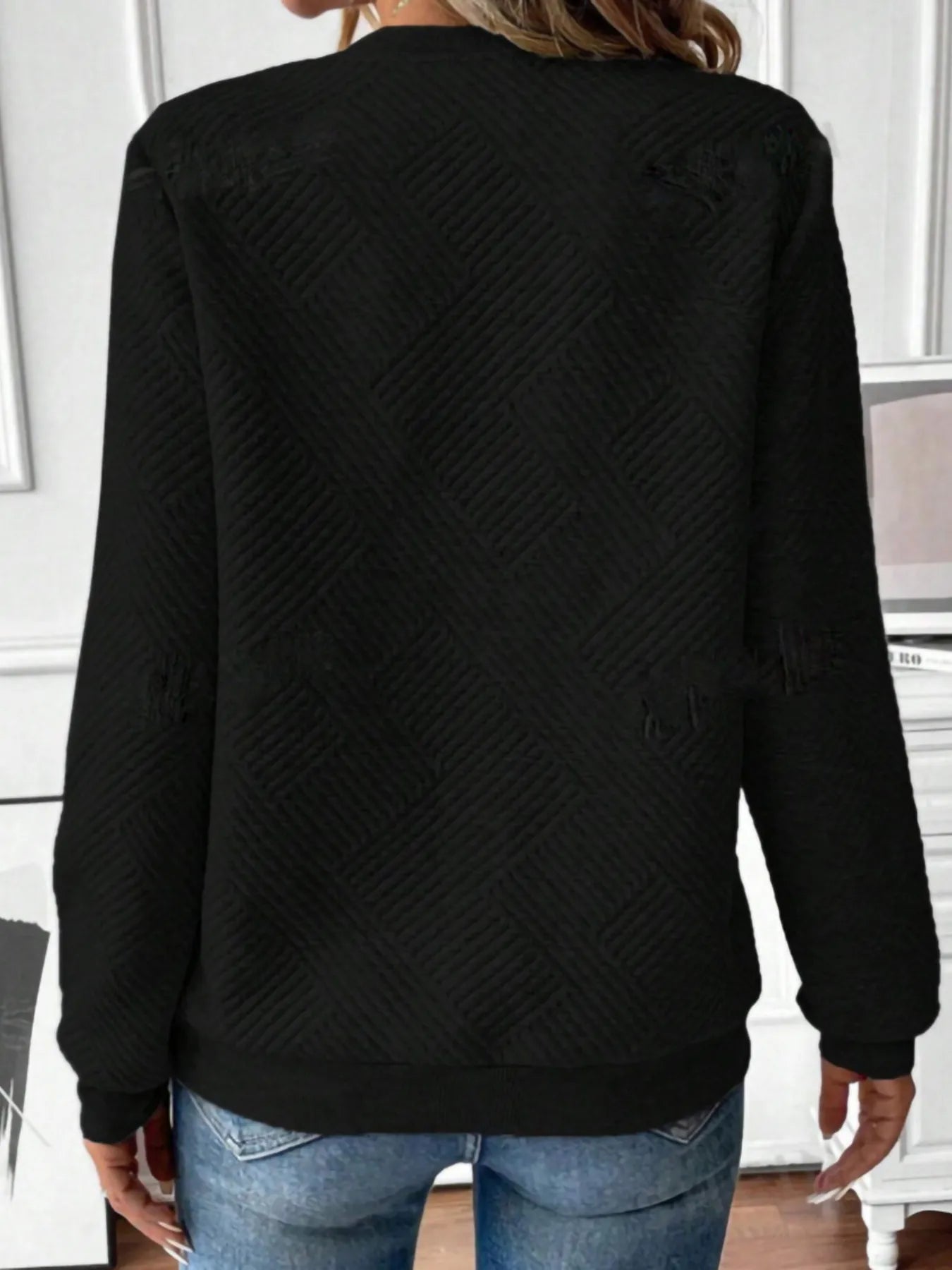 Quarter Zip Textured Long Sleeve Sweatshirt - Eco4life Clothing and Accessories