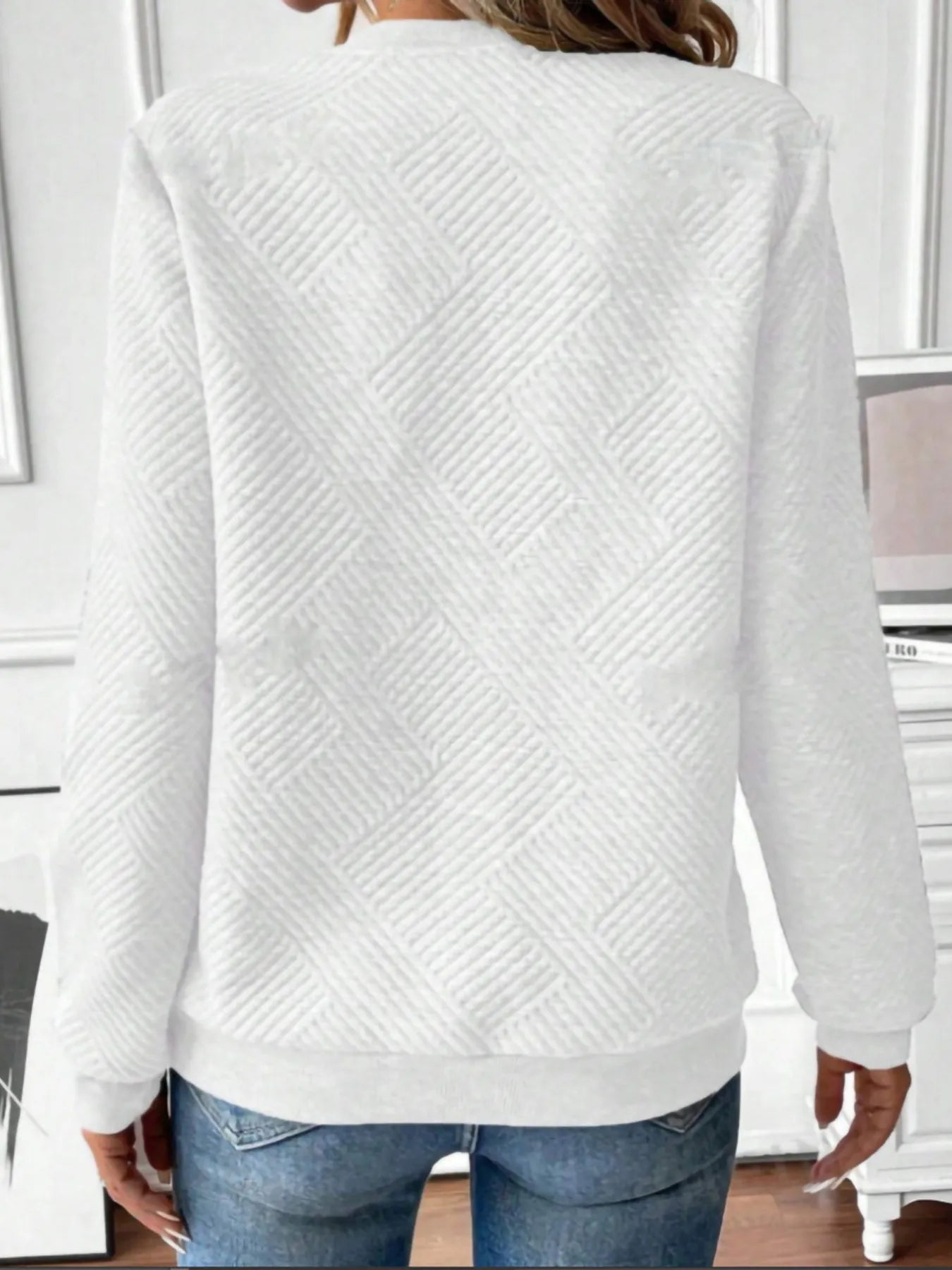 Quarter Zip Textured Long Sleeve Sweatshirt - Eco4life Clothing and Accessories