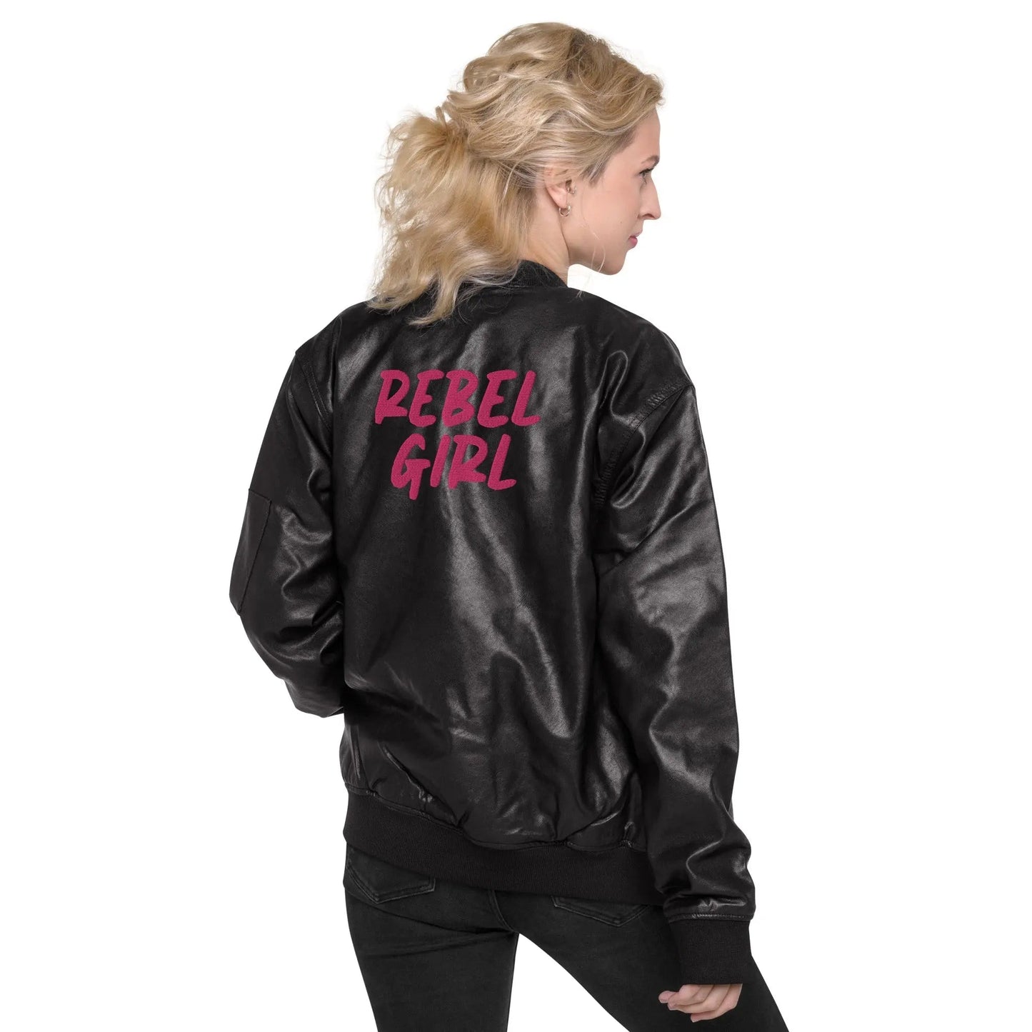 REBEL GIRL Leather Bomber Jacket - Eco4life Clothing and Accessories