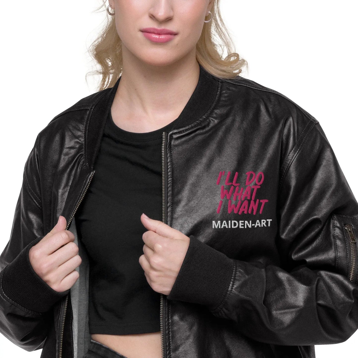 REBEL GIRL Leather Bomber Jacket - Eco4life Clothing and Accessories
