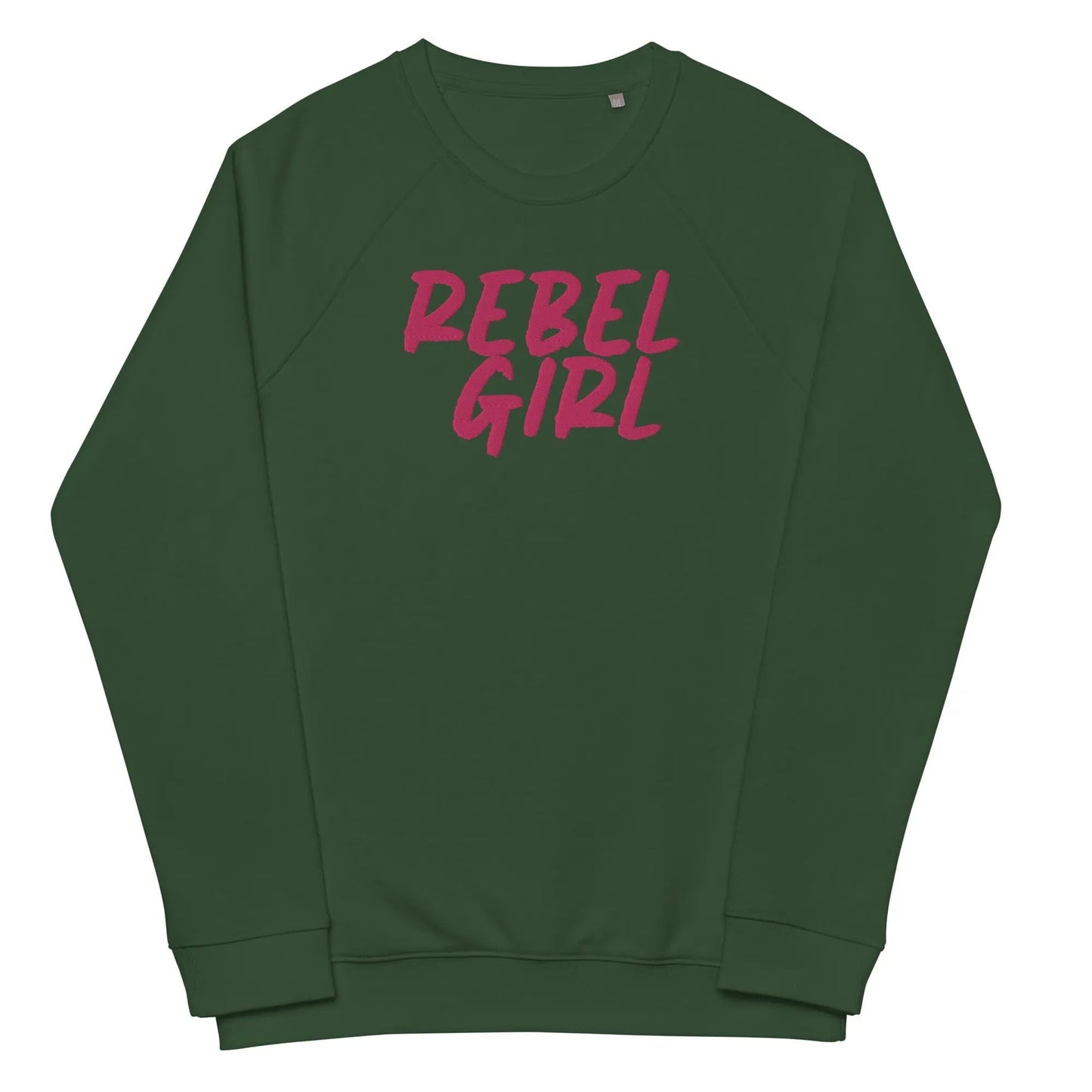 Rebel Girl Unisex organic raglan sweatshirt Organic Clothing with EMBROIDERY - Eco4life Clothing and Accessories