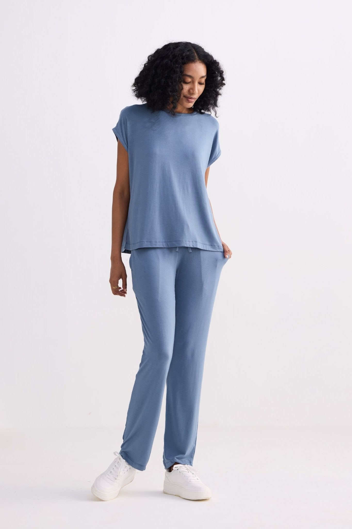 Relaxed Tee Set in Blue - Eco4life Clothing and Accessories