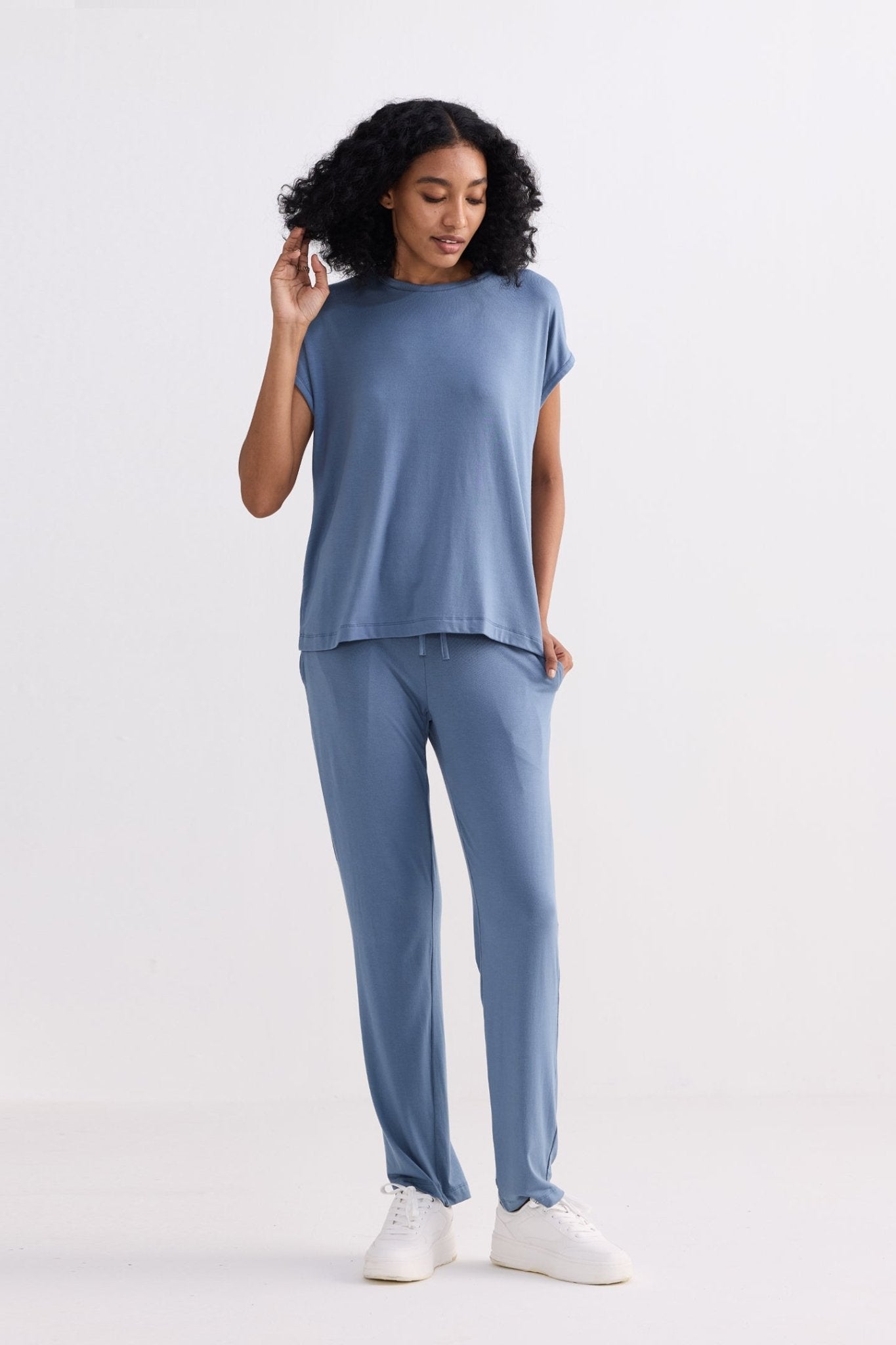 Relaxed Tee Set in Blue - Eco4life Clothing and Accessories