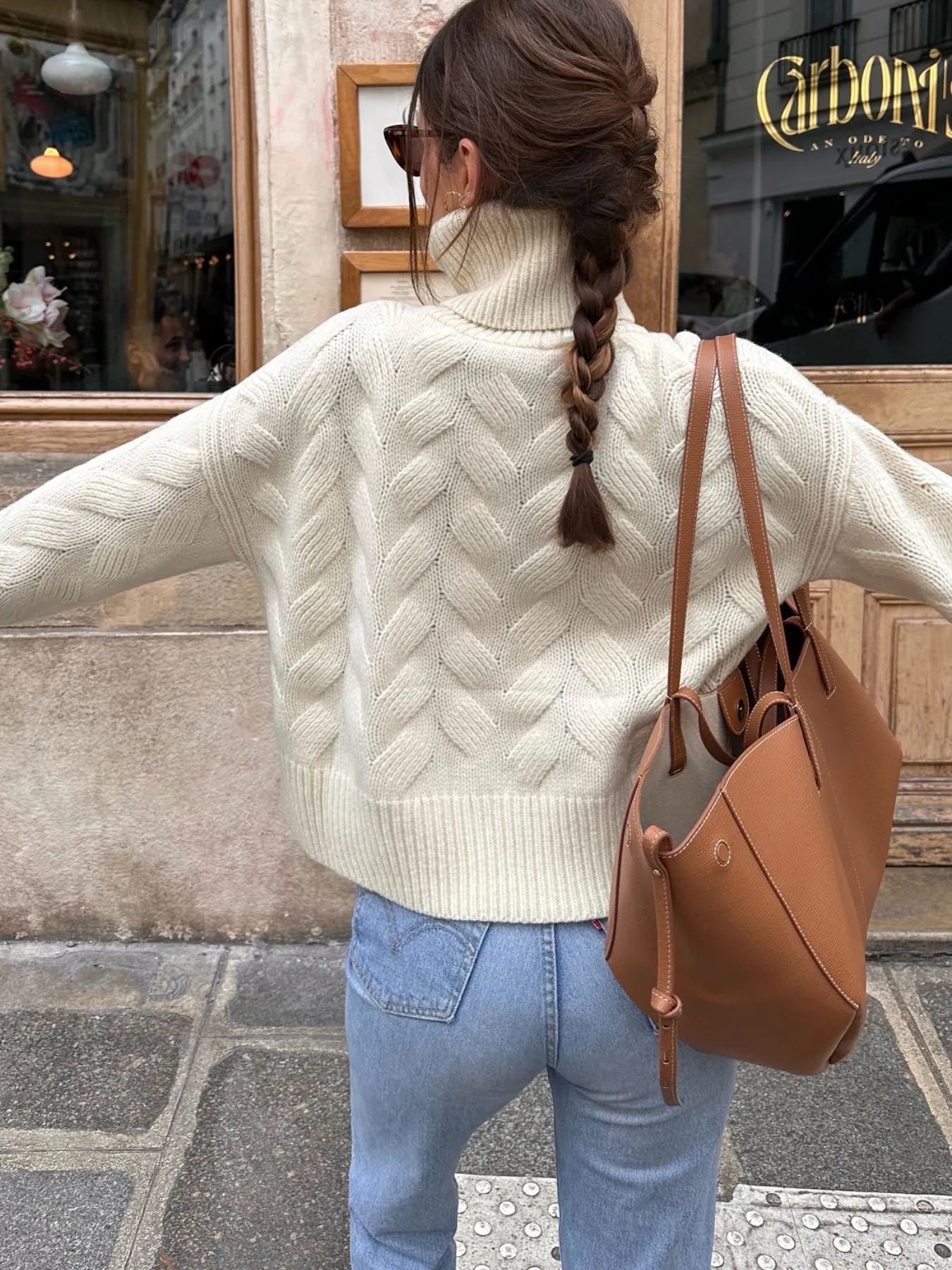 Ribbed Hem Turtleneck Long Sleeve Sweater - Eco4life Clothing and Accessories