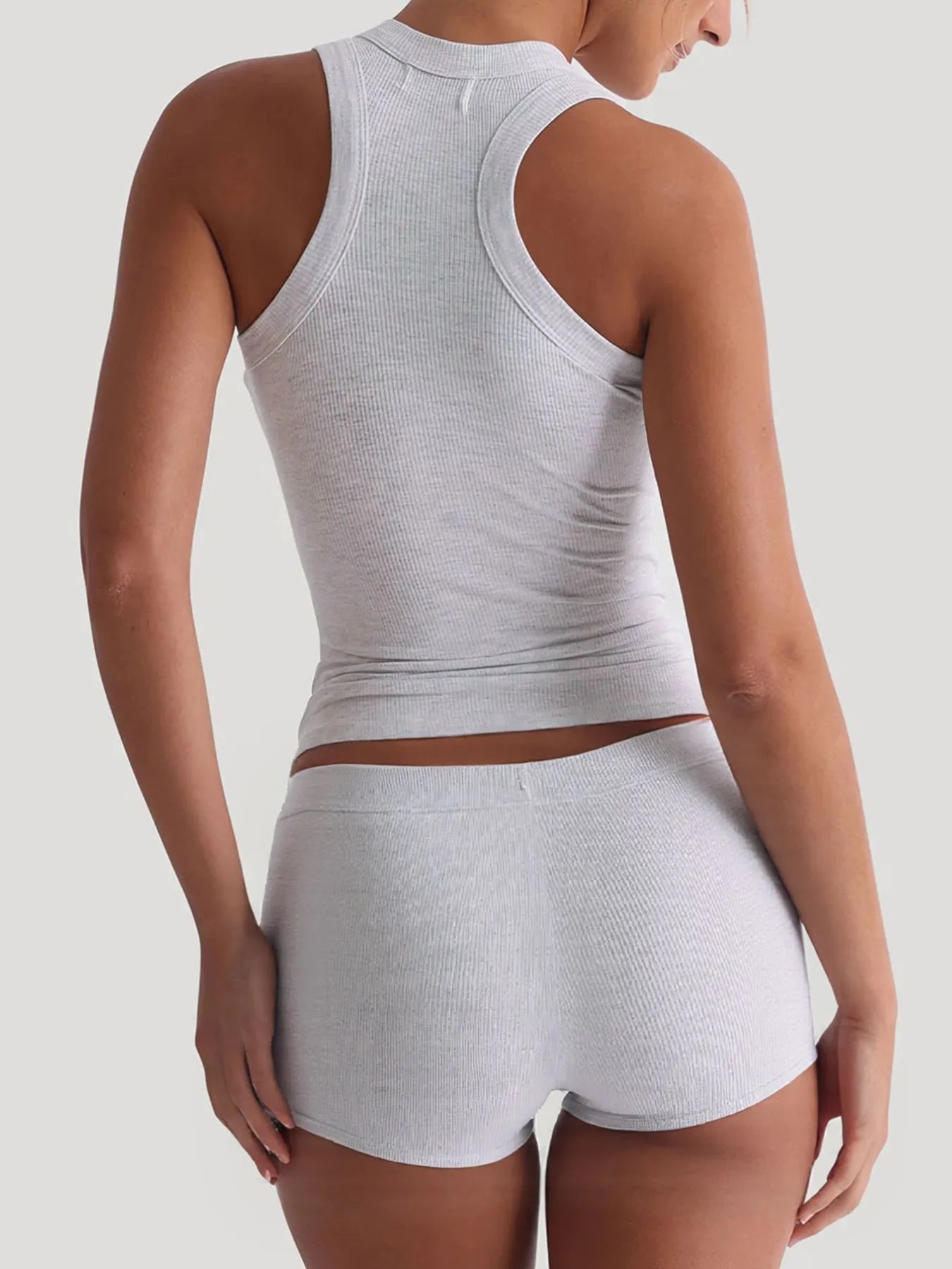 Ribbed Tank Top and Shorts Active Set - Eco4life Clothing and Accessories