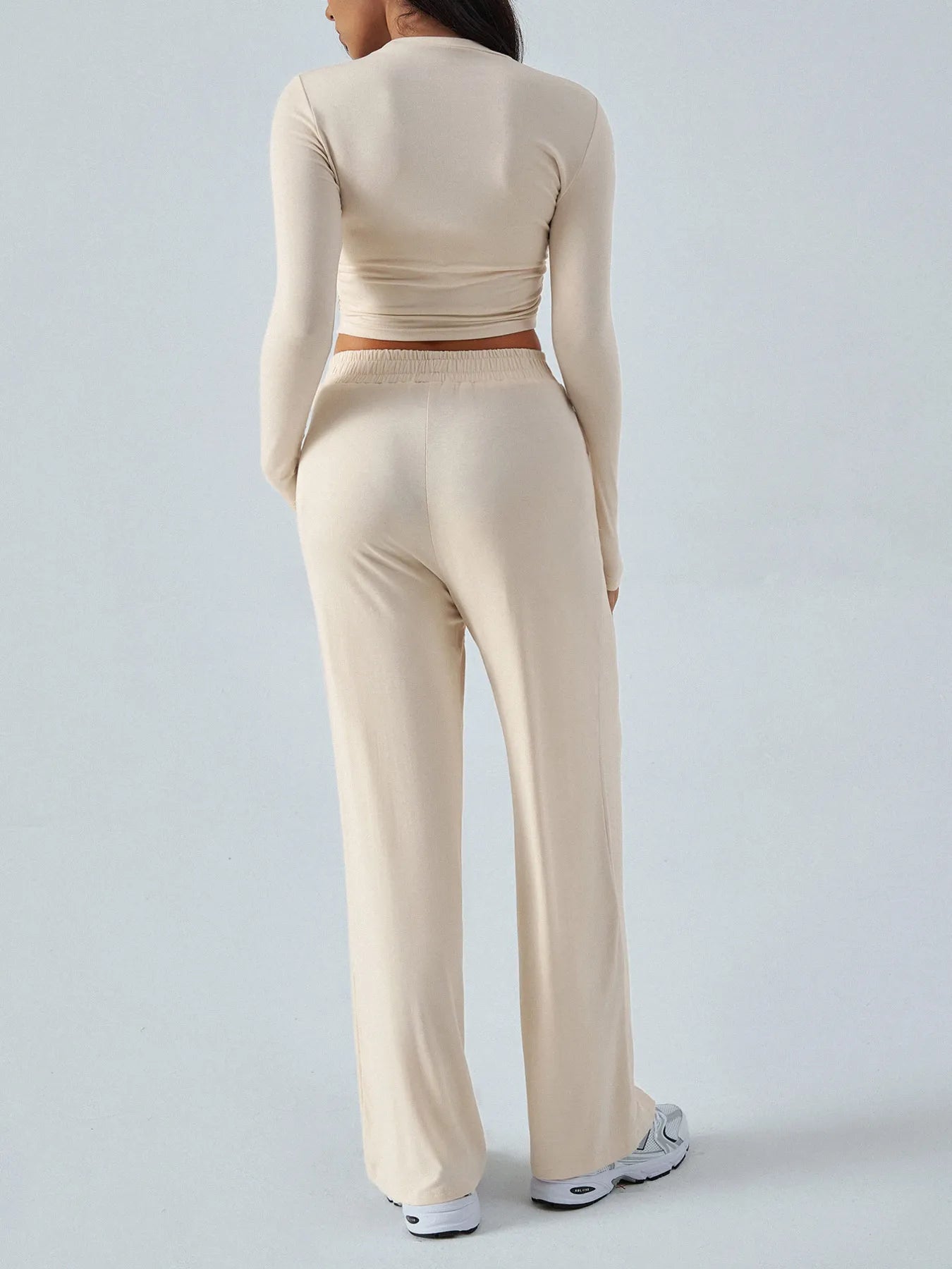 Round Neck Long Sleeve Top and Pants Set - Eco4life Clothing and Accessories